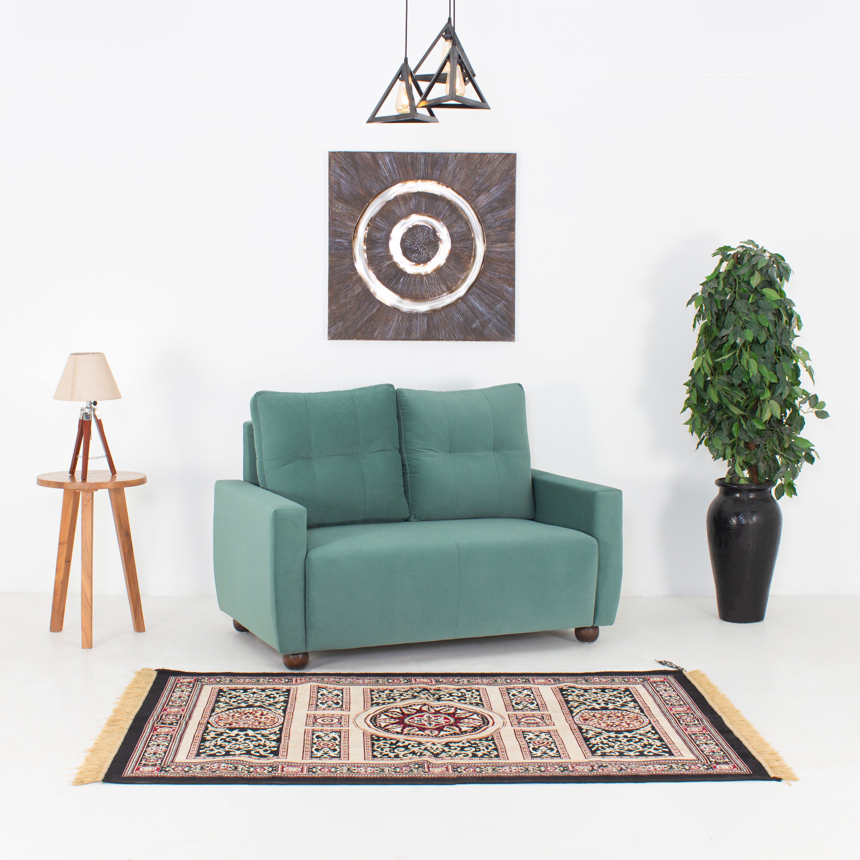 Peachtree Napier Two Seater Velvet Fabric (Light Green) - Peachtree Home