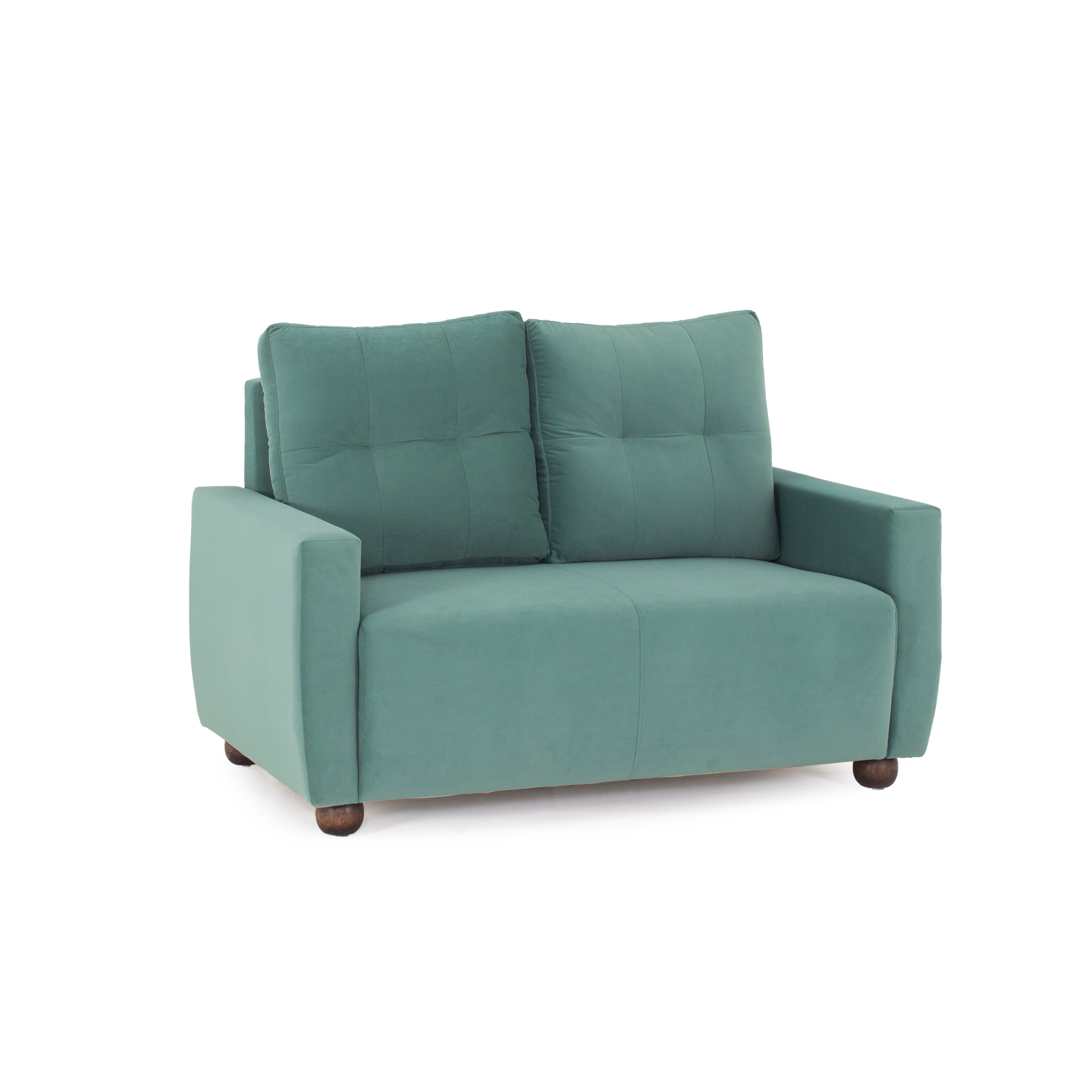 Peachtree Napier Two Seater Velvet Fabric (Light Green) - Peachtree Home