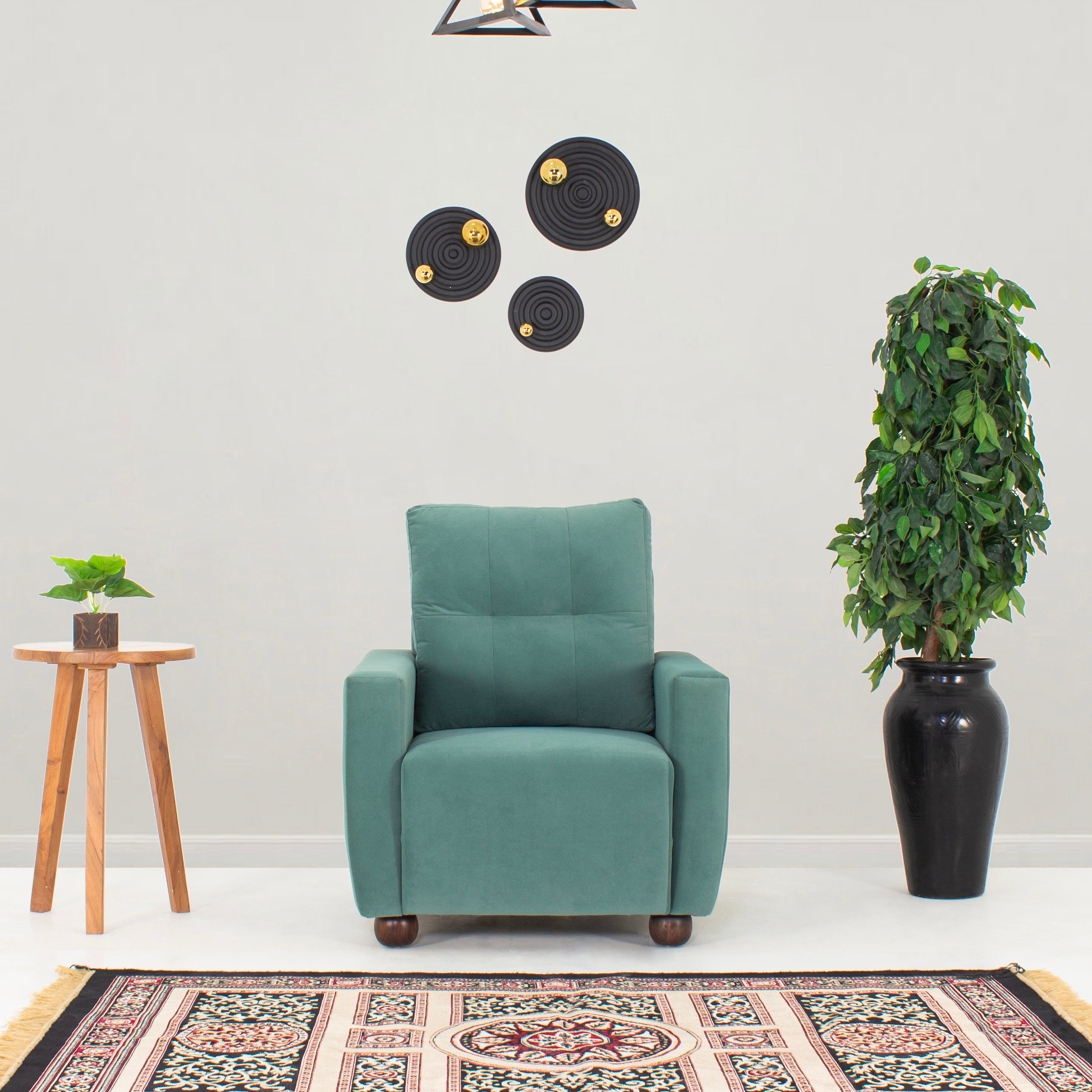 Peachtree Napier One Seater Velvet Fabric (Light Green) - Peachtree Home