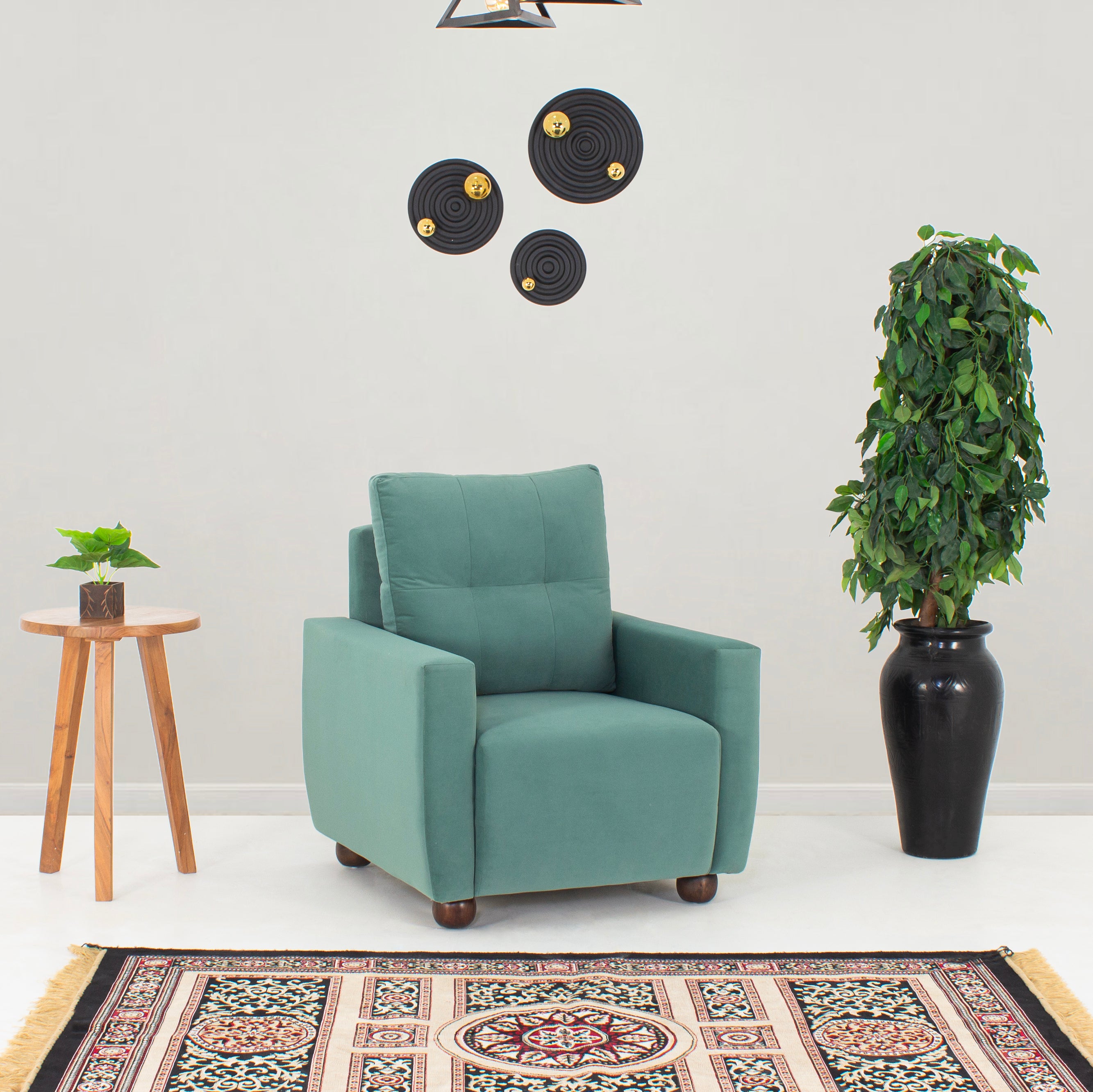 Peachtree Napier One Seater Velvet Fabric (Light Green) - Peachtree Home