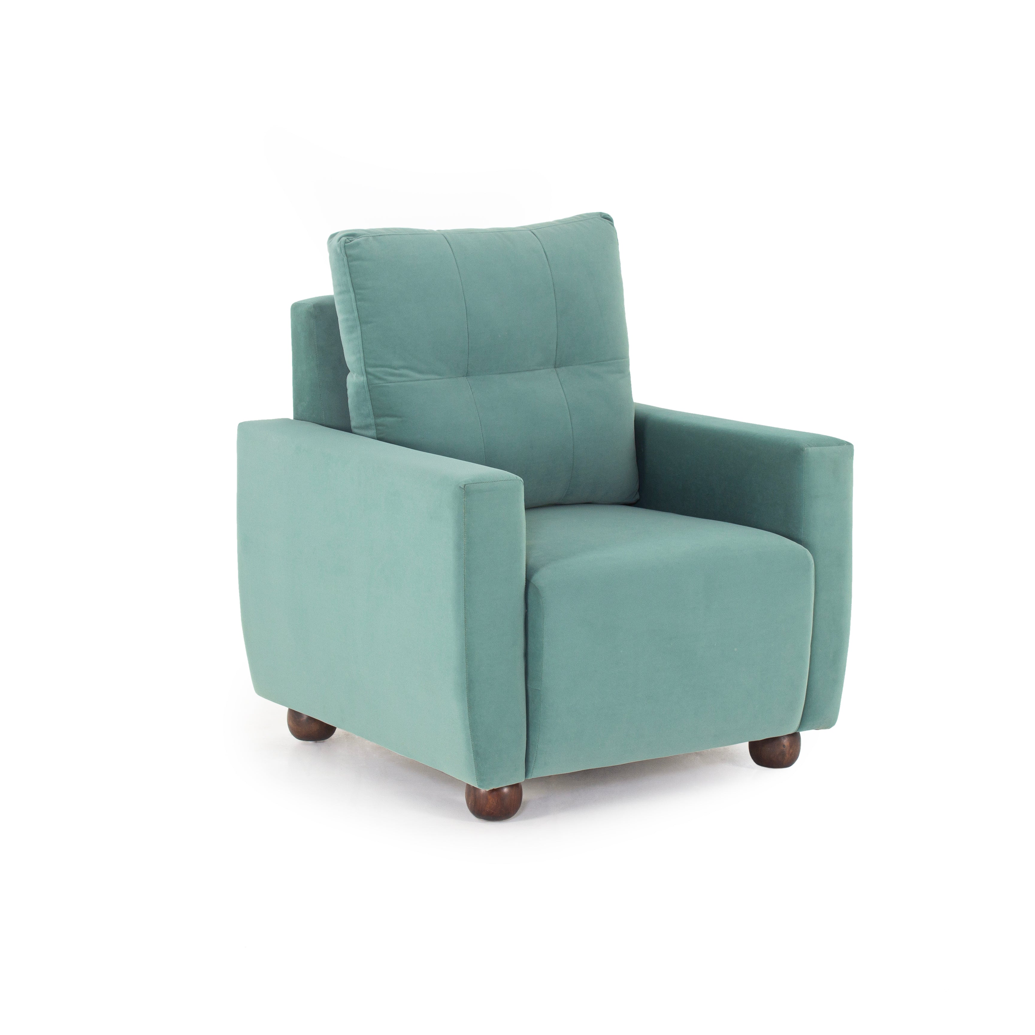 Peachtree Napier One Seater Velvet Fabric (Light Green) - Peachtree Home