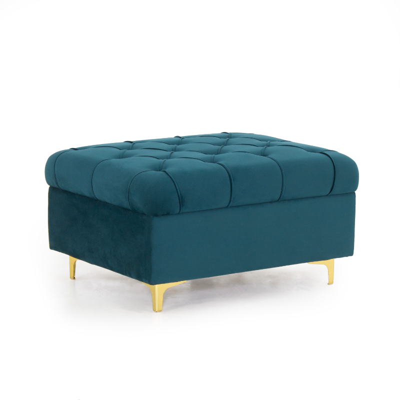Peachtree Chesterfield Ottoman Velvet Fabric (Green) - Peachtree Home