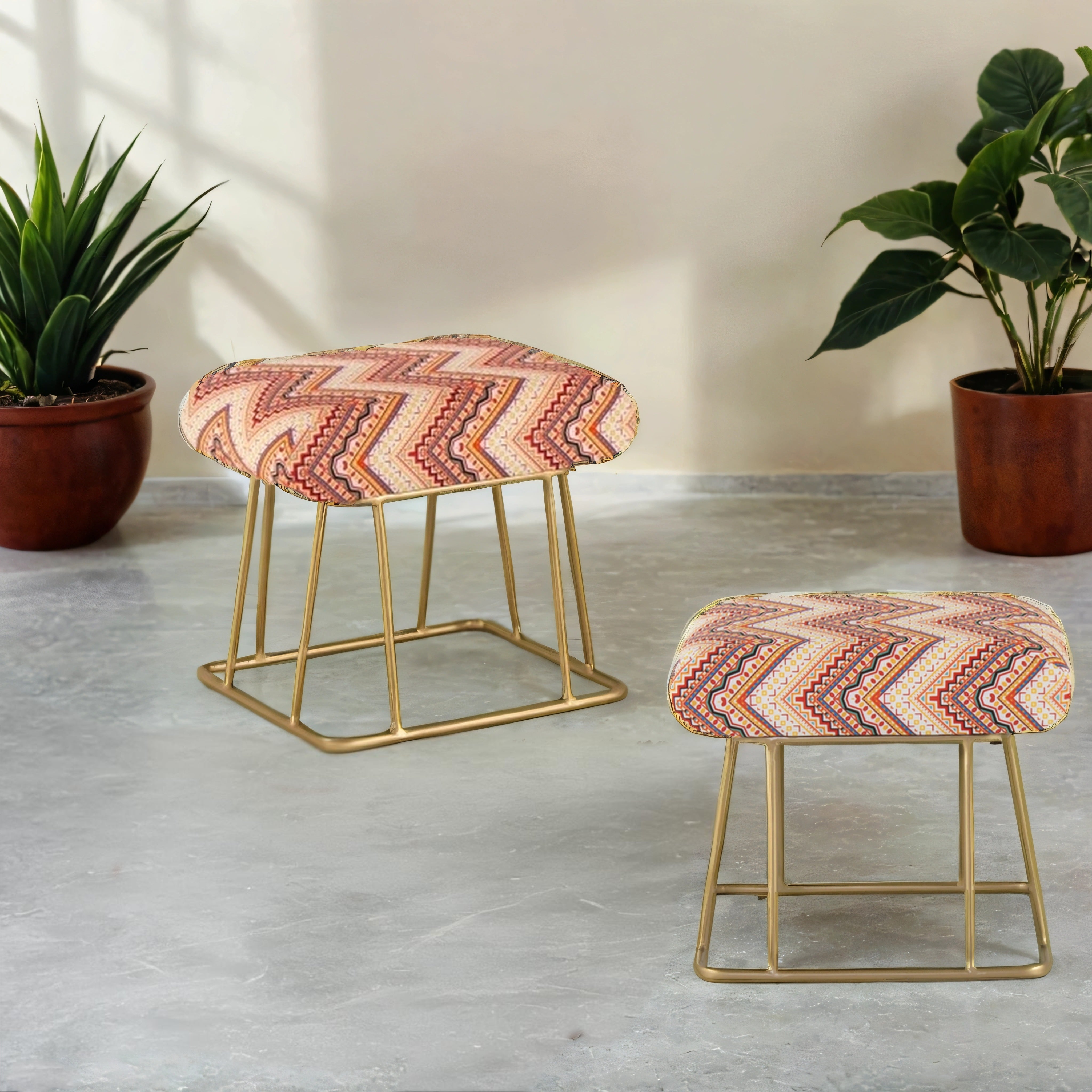 Square Shape Stool For Living Room, Ottoman (Brown) - Peachtree Home