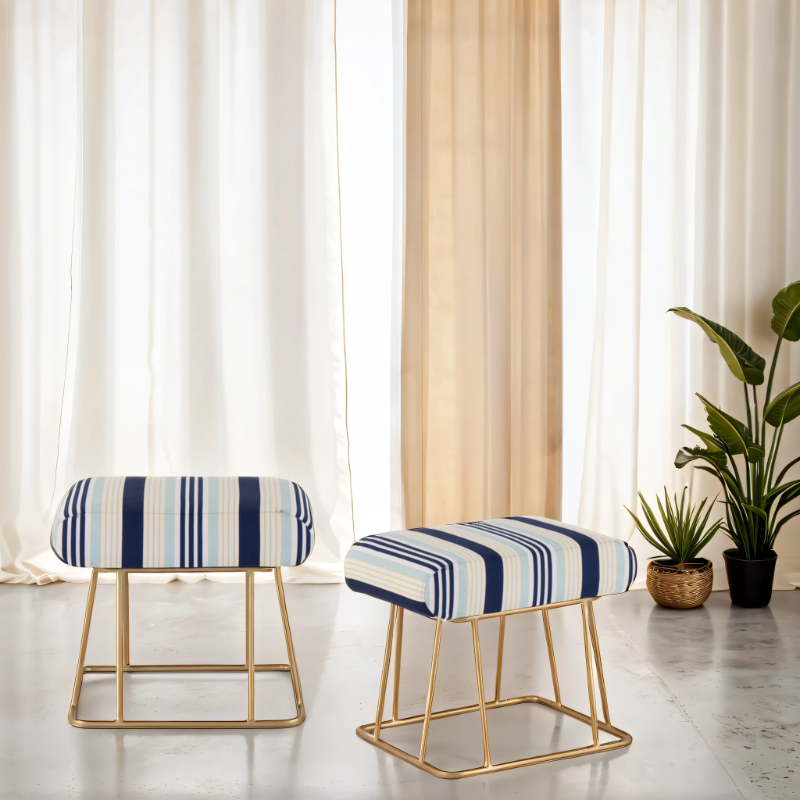 Square Shape Stool For Living Room, Ottoman (Blue) - Peachtree Home