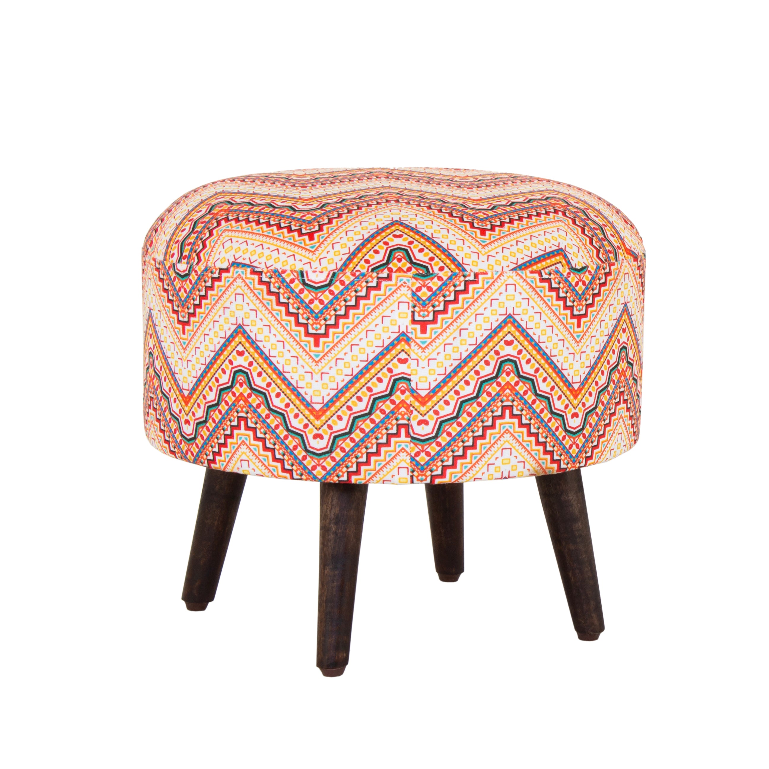 Peachtree Printed Multi Color Pouf (Set of 2) - Peachtree Home
