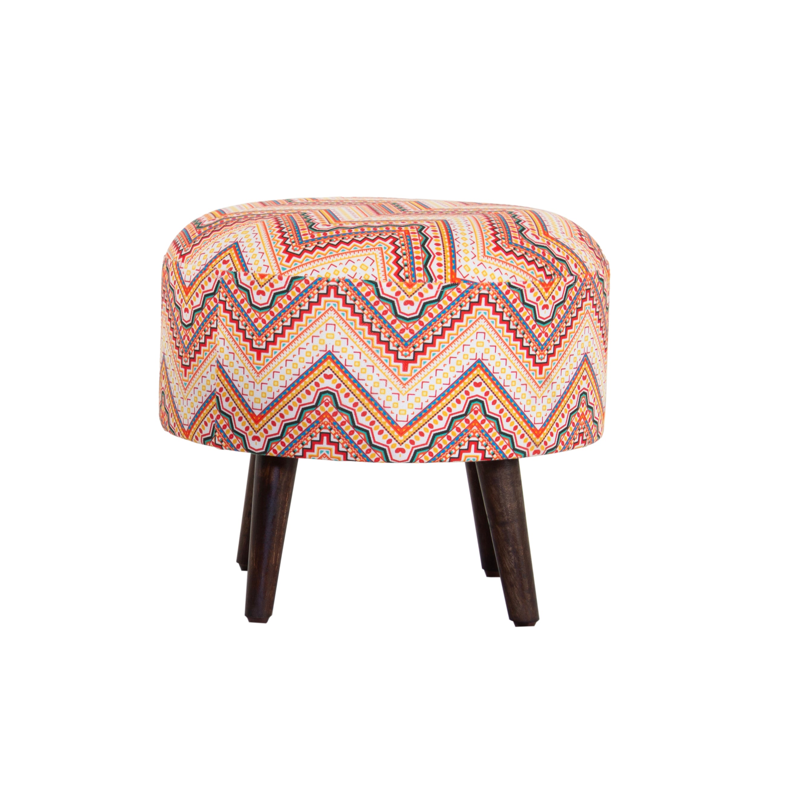 Peachtree Printed Multi Color Pouf (Set of 2) - Peachtree Home