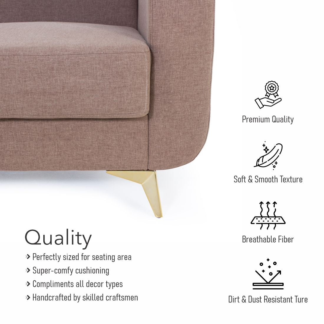 RIO 2-Seater Cotton Sofa In Light Brown Colour - Peachtree Home