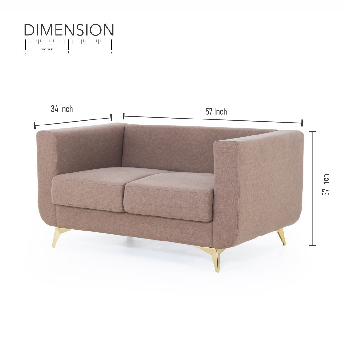 RIO 2-Seater Cotton Sofa In Light Brown Colour - Peachtree Home