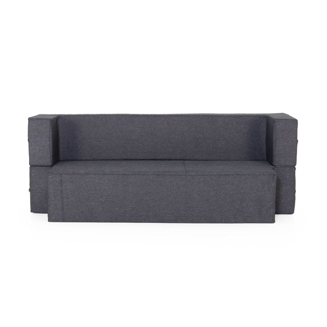 Zoe 3-seater Jute Sofa Cum Bed In Black Colour