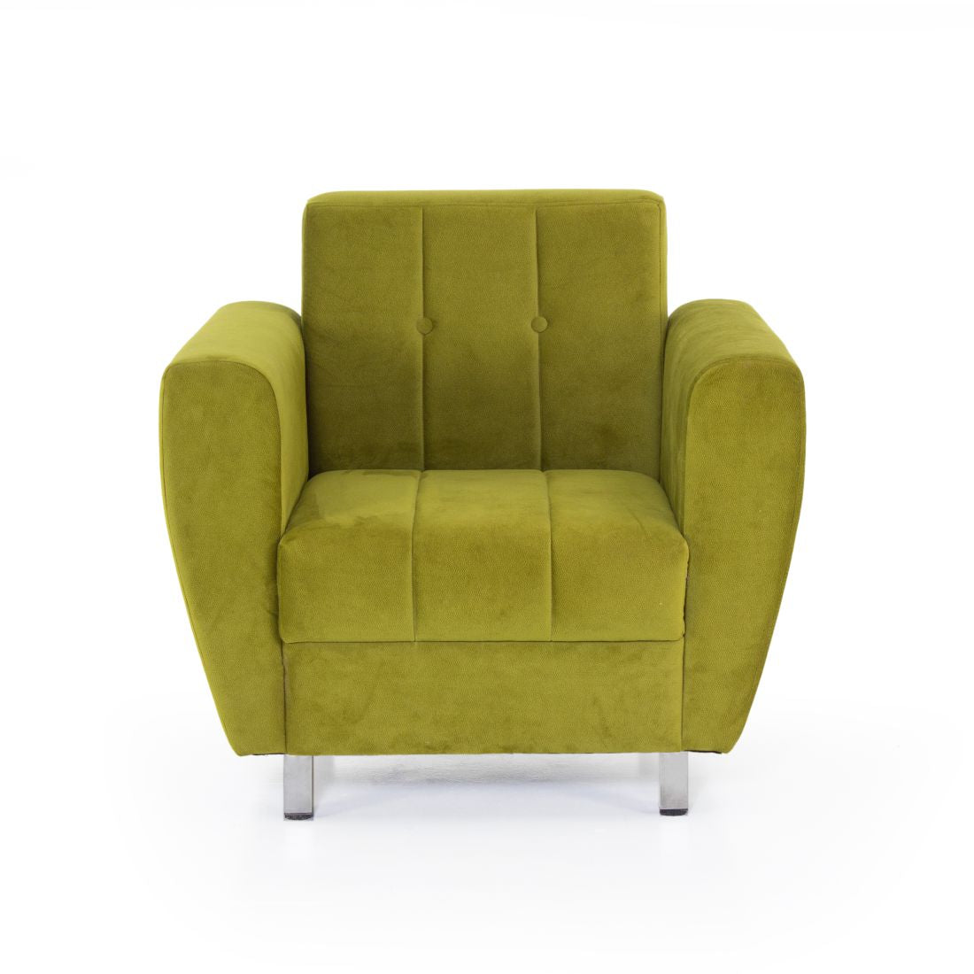 Albeta Cotton Velvet Chair With Arm in Green Colour