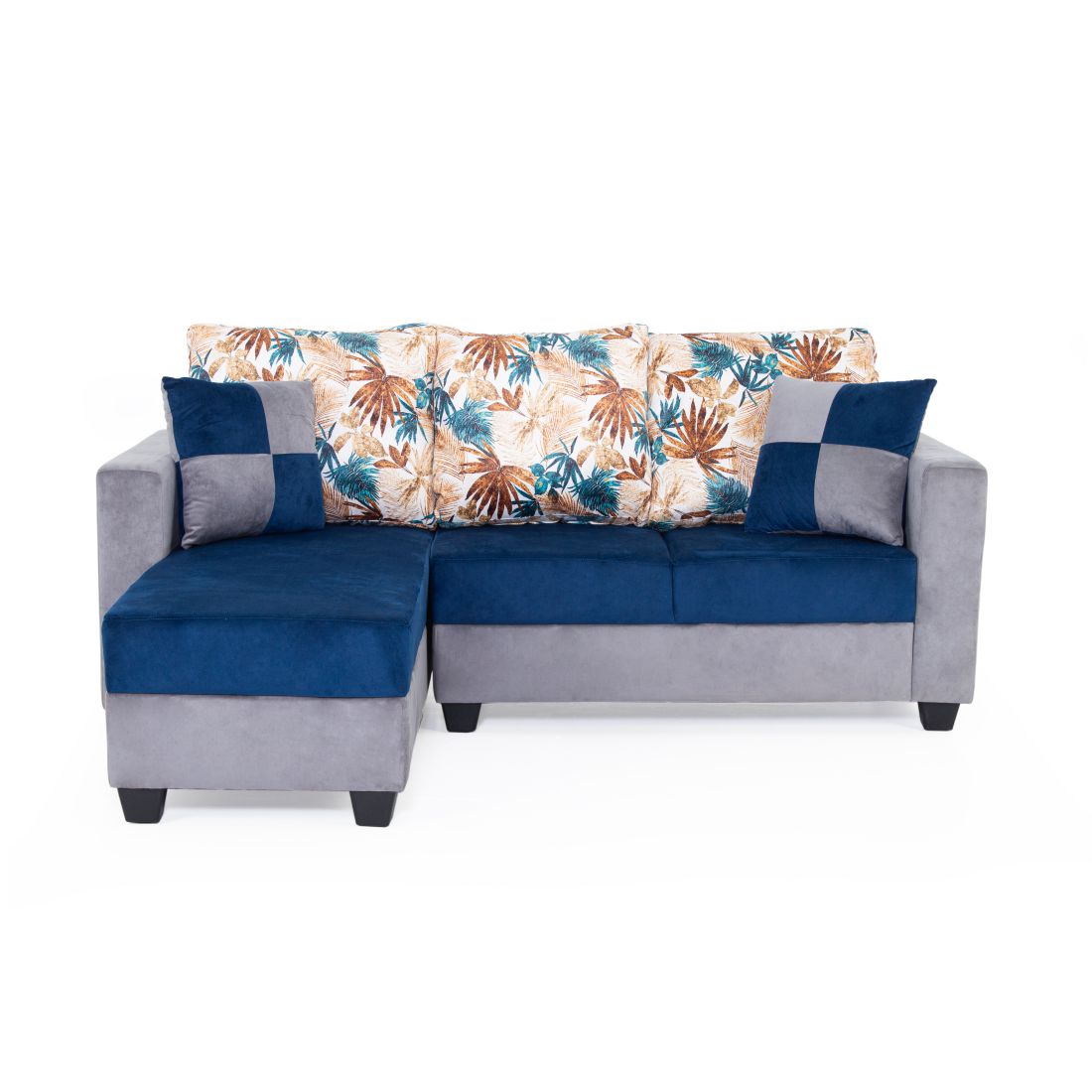 Urban 3-seater Velvet Sofa Set In Blue And Grey  Colour