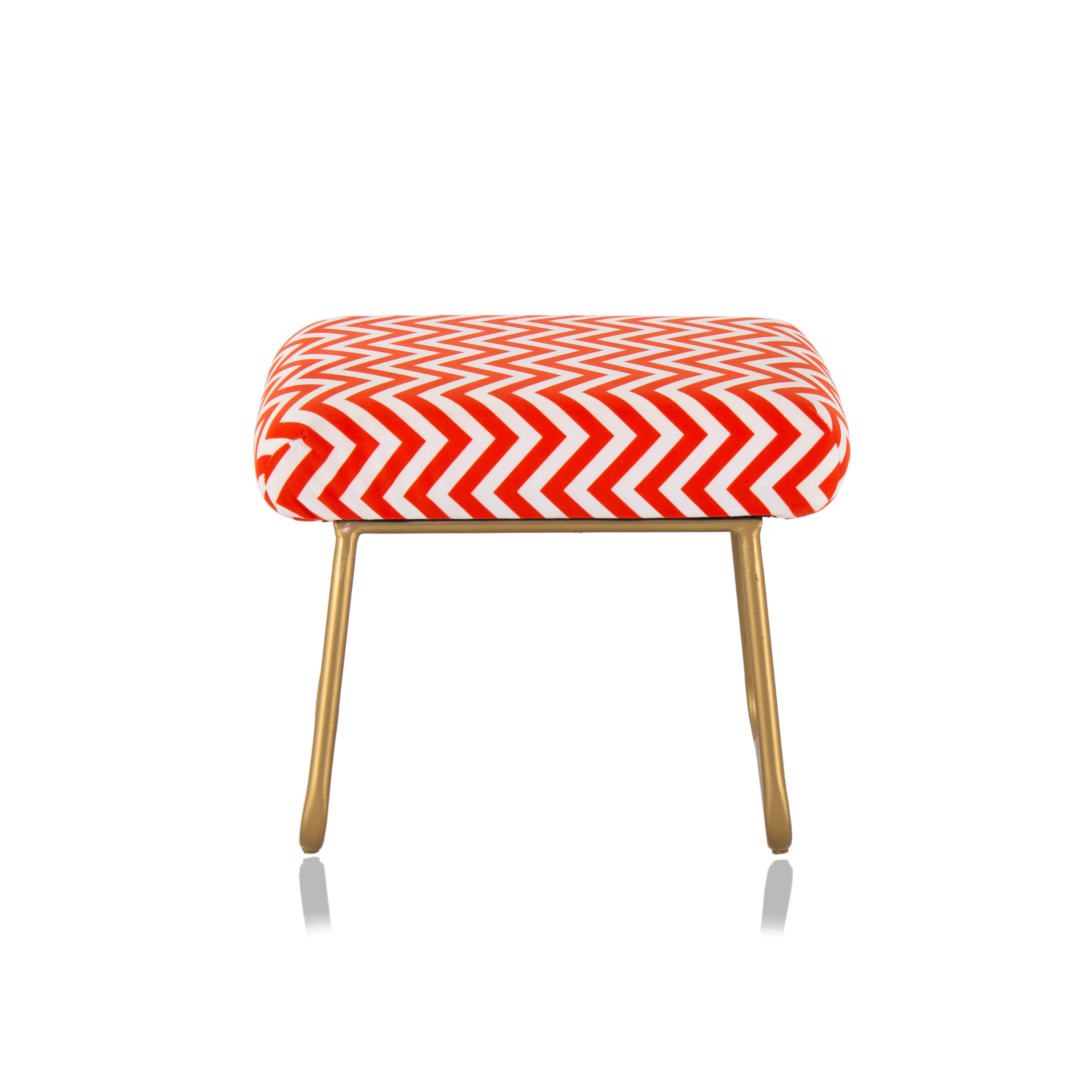 Printed Stool For Living Room, Ottoman (Red & White)