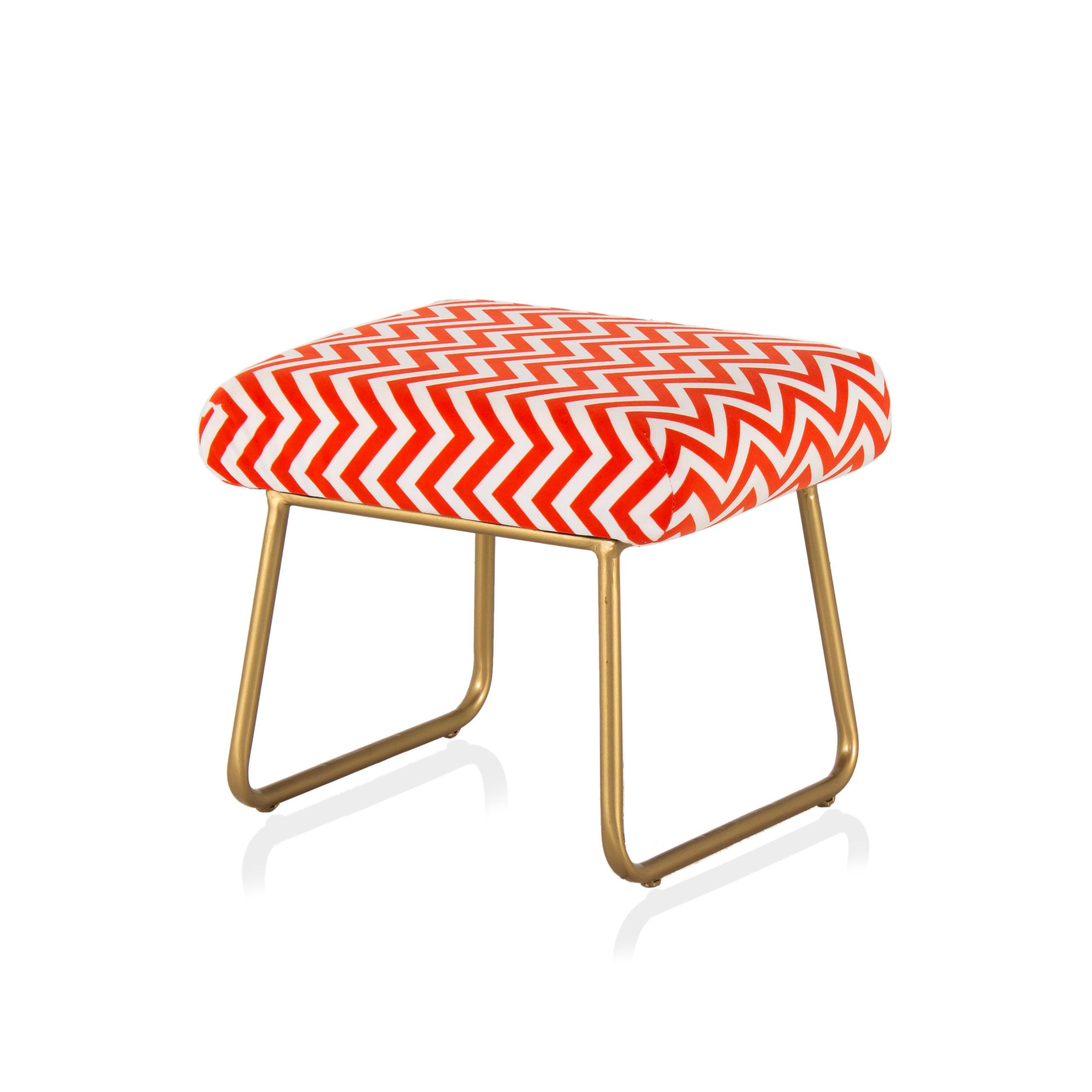 Printed Stool For Living Room, Ottoman (Red & White)