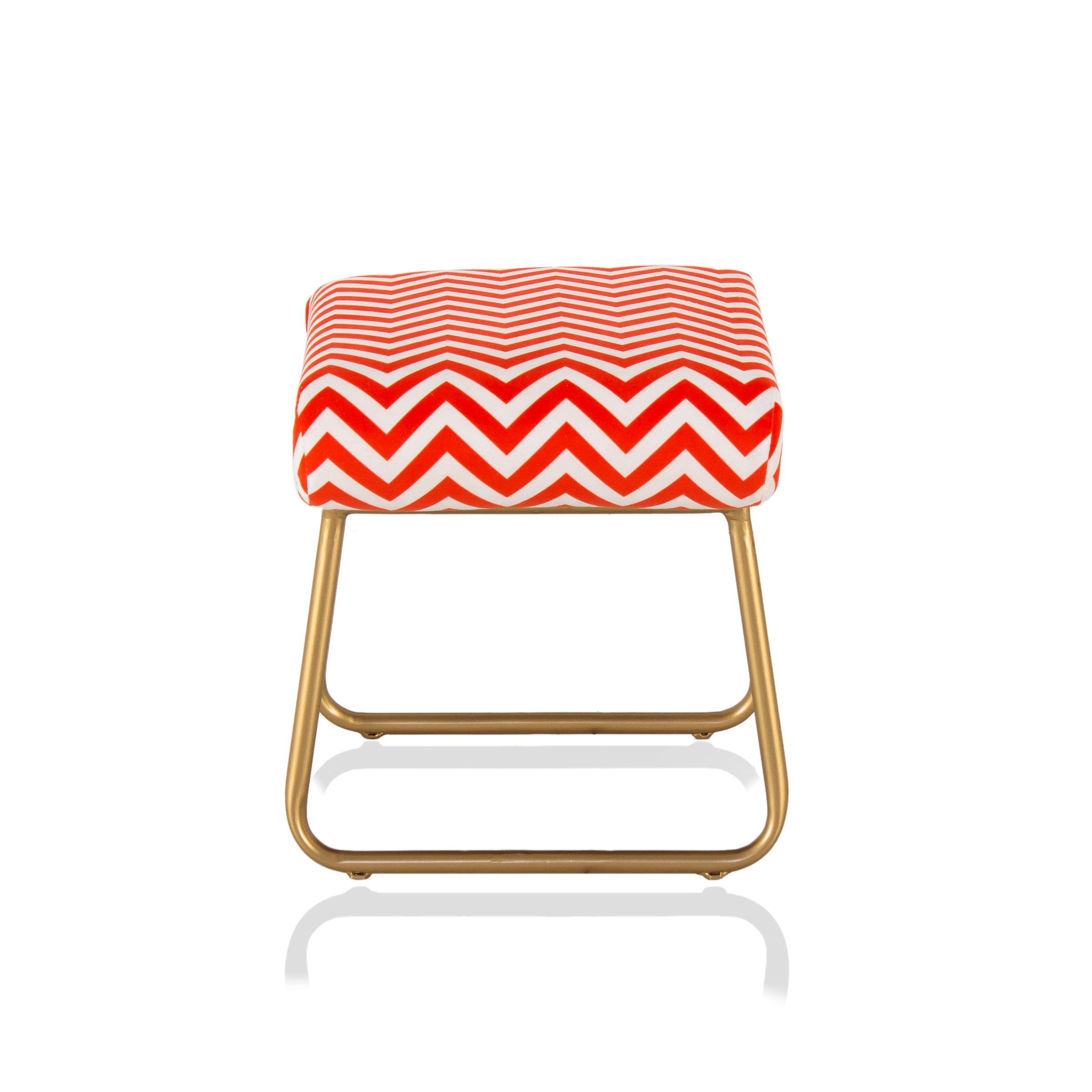 Printed Stool For Living Room, Ottoman (Red & White)