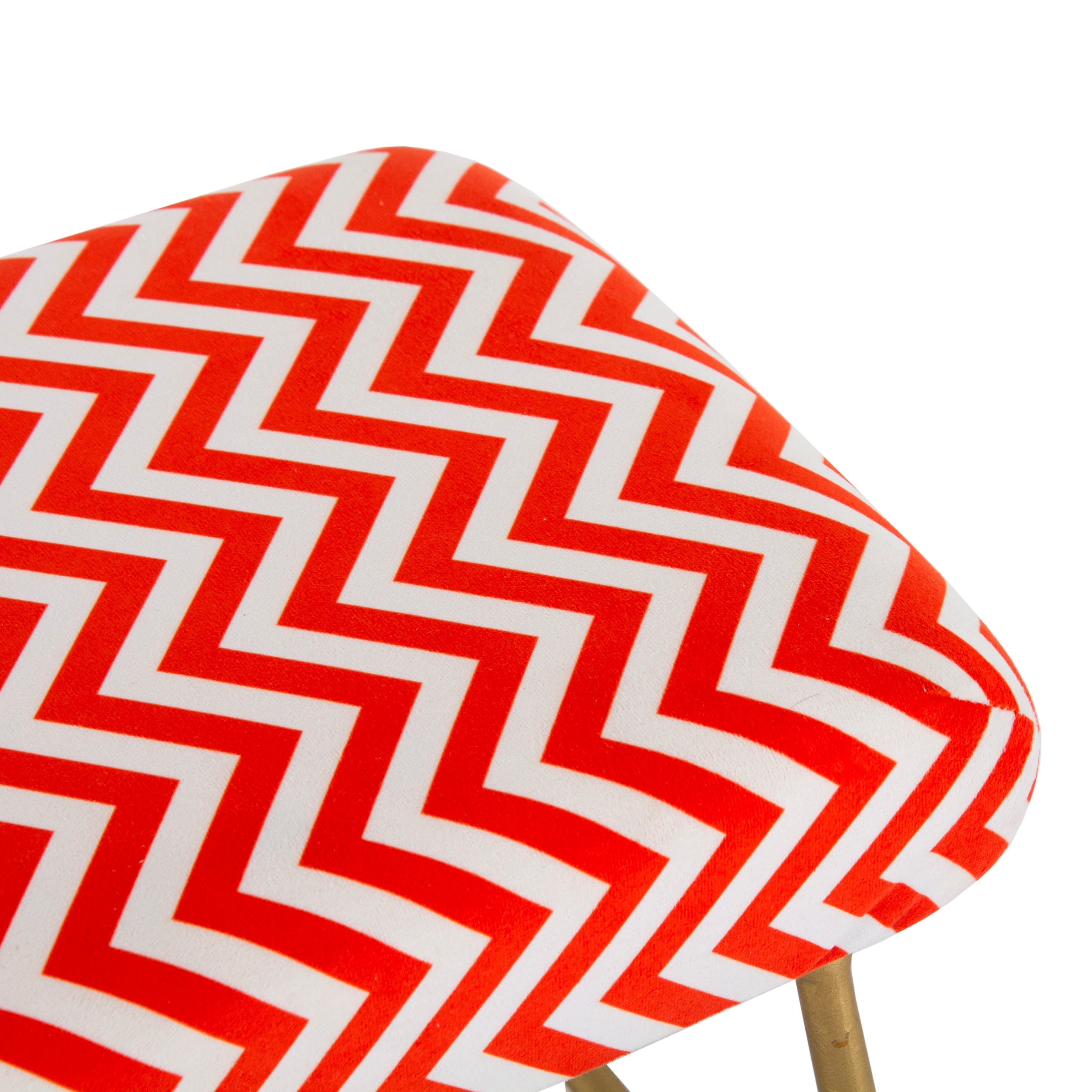 Printed Stool For Living Room, Ottoman (Red & White)