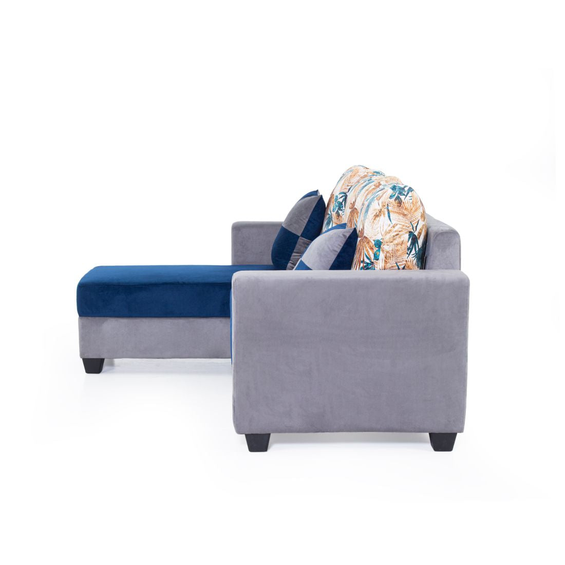 Urban 3-seater Velvet Sofa Set In Blue And Grey  Colour