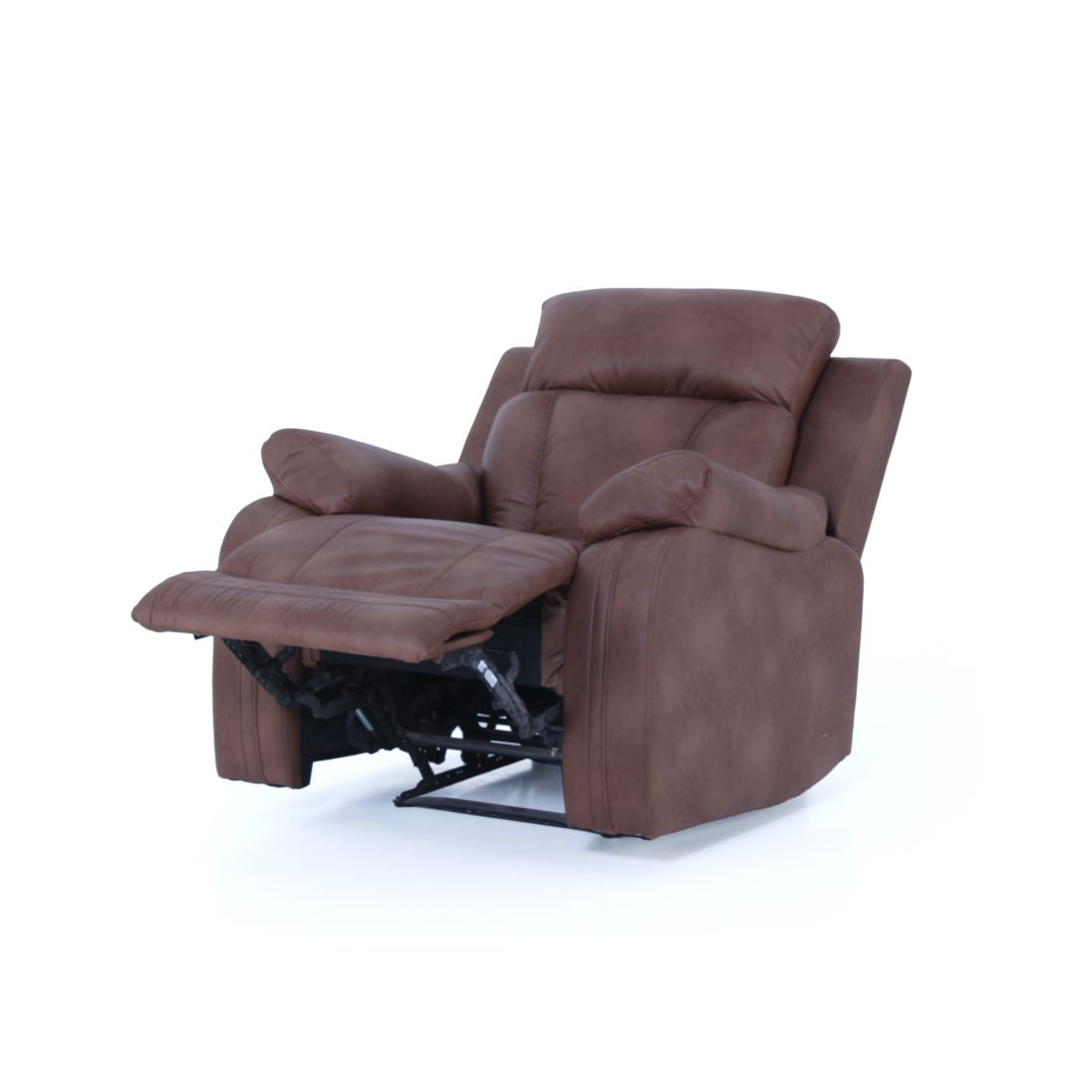 Carrera Suede Leatherite Recliner Sofa In Cinnamon Brown Colour