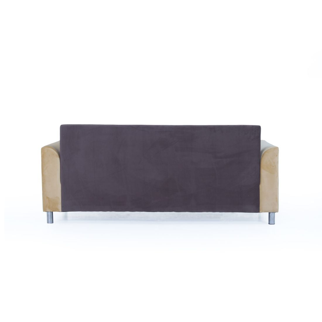 Aura 3-Seater Velvet Sofa In Brown And Yellow Colour