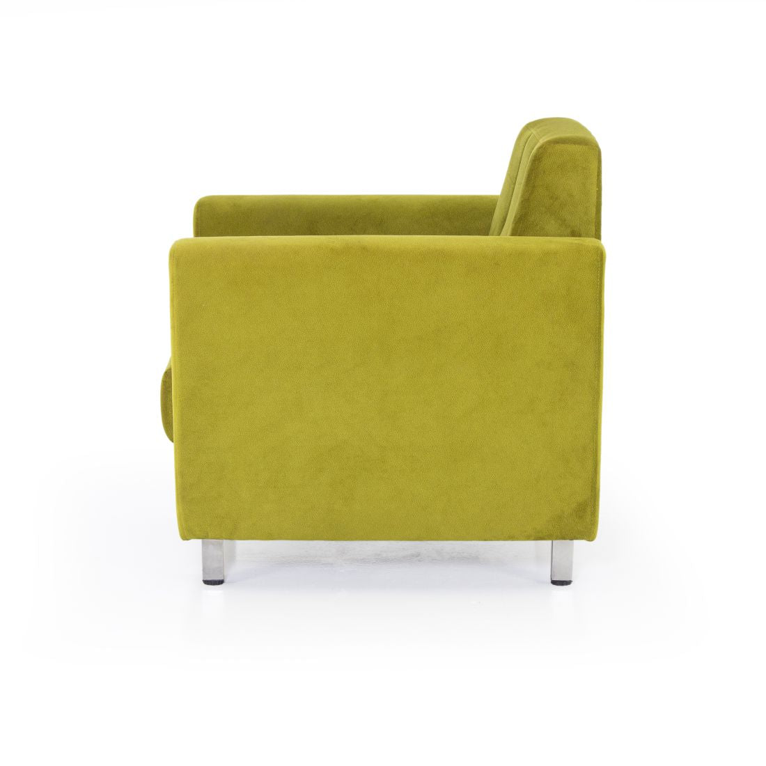 Albeta Cotton Velvet Chair With Arm in Green Colour