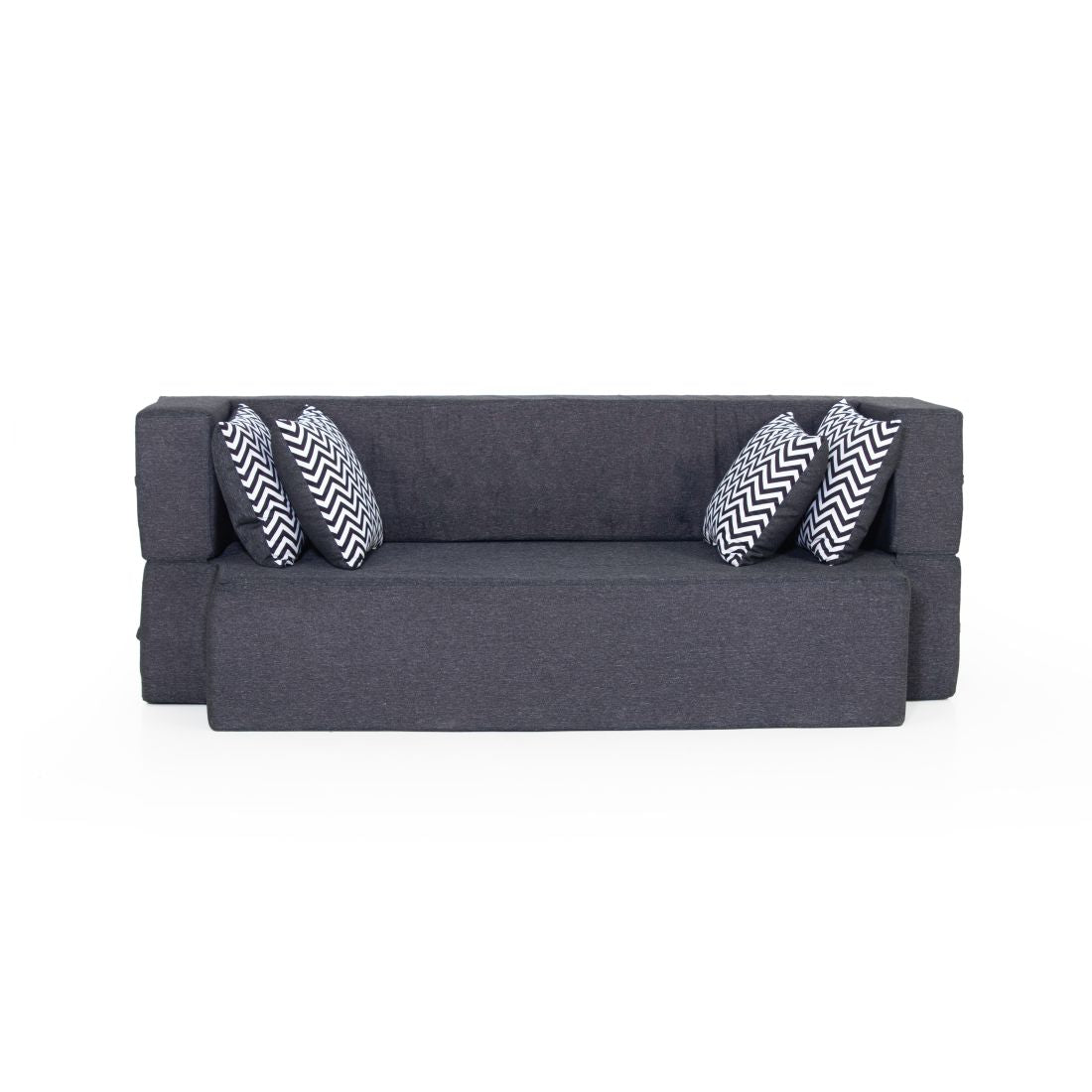 Zoe 3-seater Jute Sofa Cum Bed In Black Colour