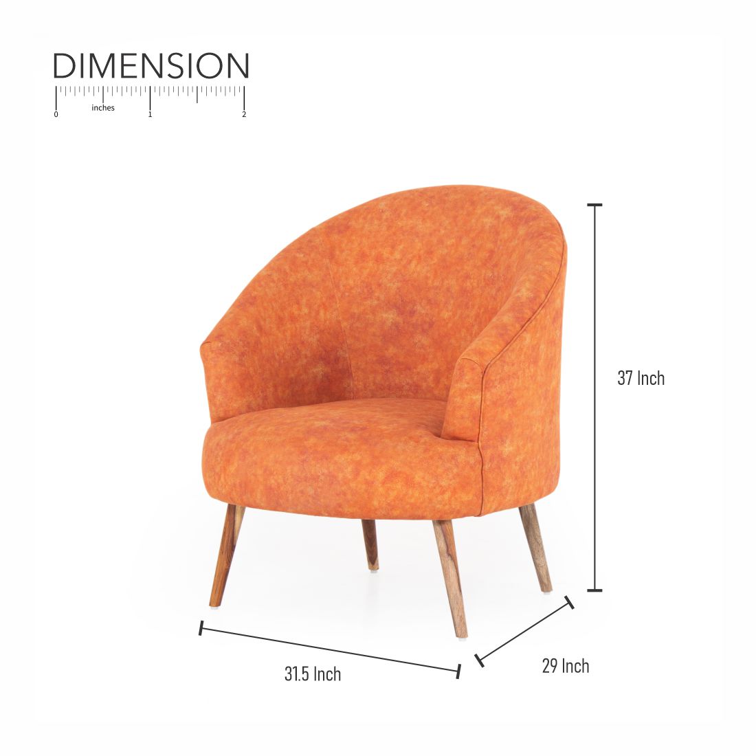 Bonica Suede Chair With Arm in Orange Colour (Set Of 2)