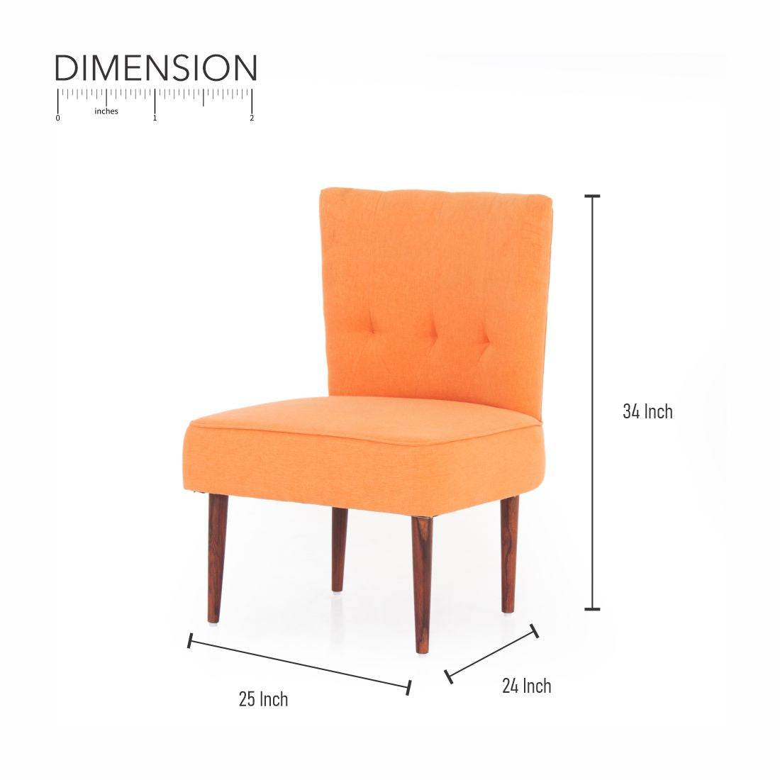 Hellena Cotton Chair In Orange Colour (Set Of 2)