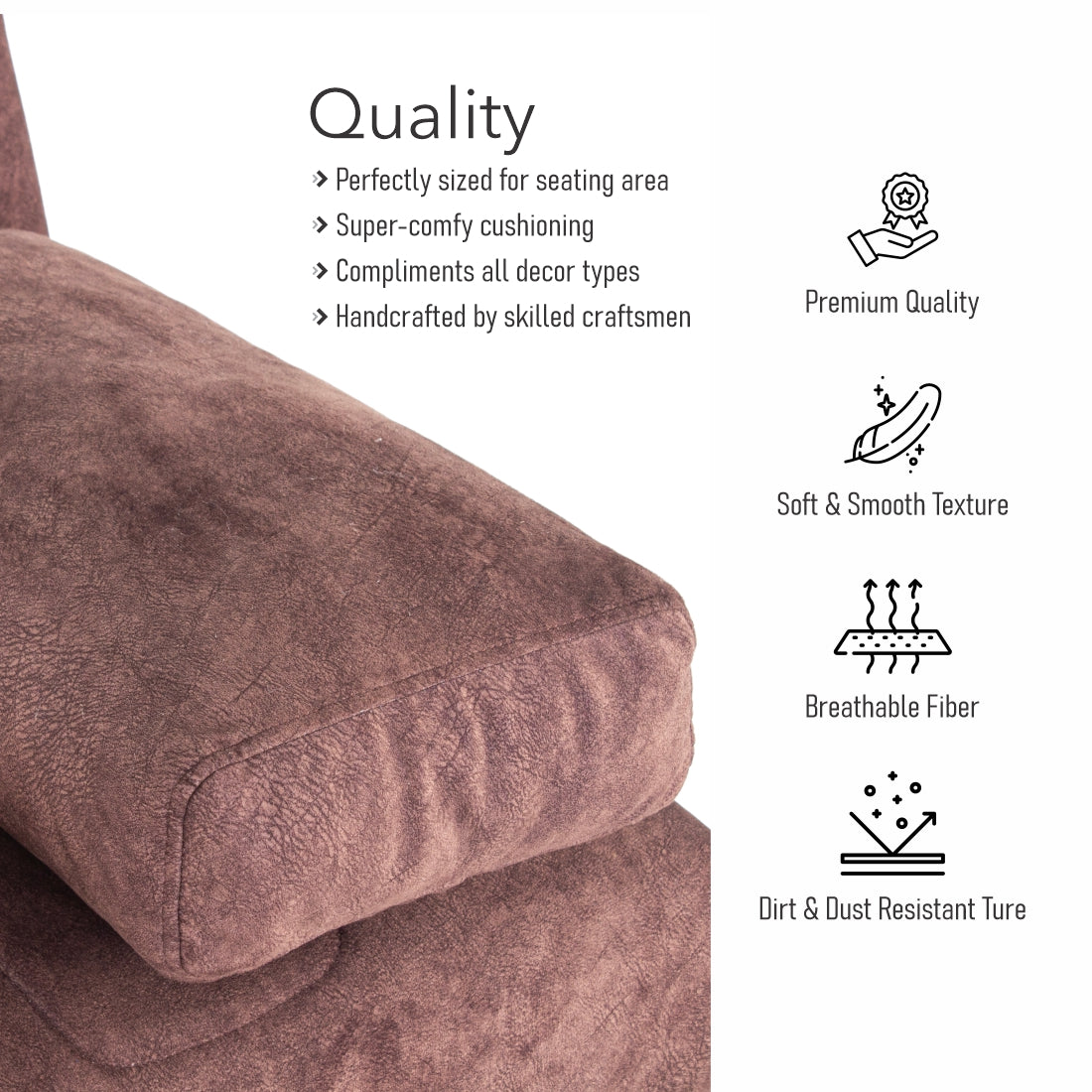 Dizon 3-Seater Suede Sofa Cum Bed In Brown Colour