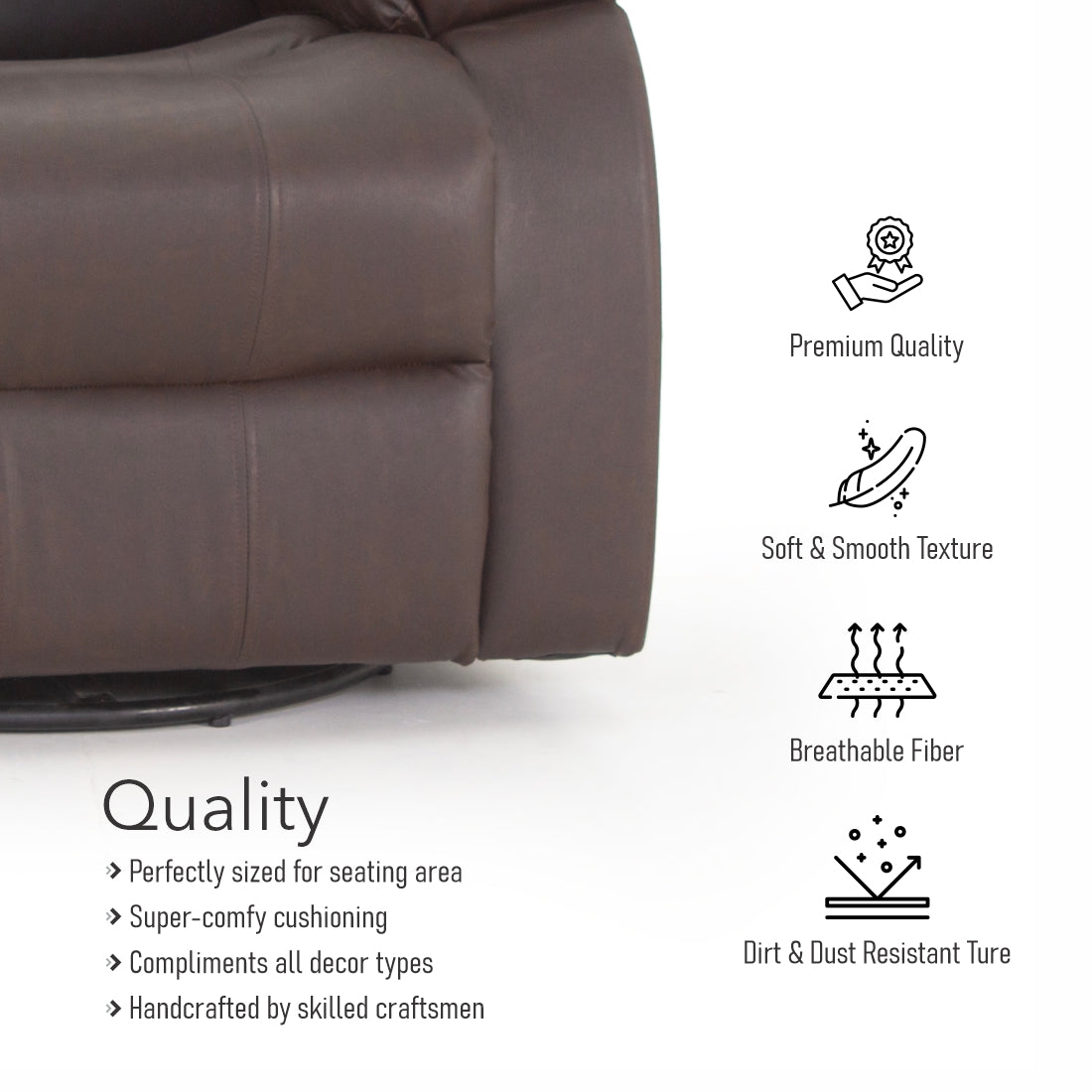 Alexandra Leatherite Recliner With Rocker In Brown Colour