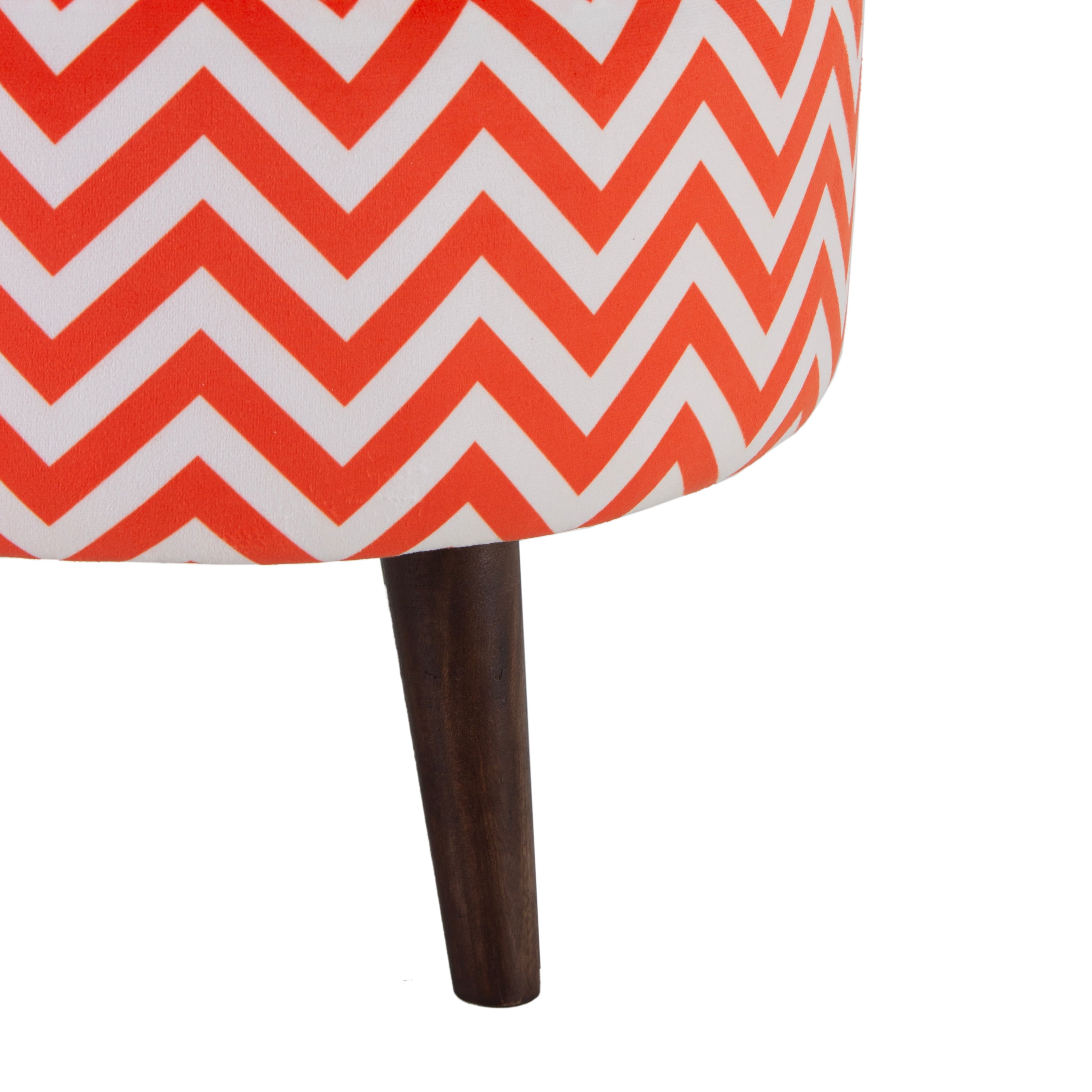 Zigzag Printed Round Shape Pouf (12 Inch, Set of 2)