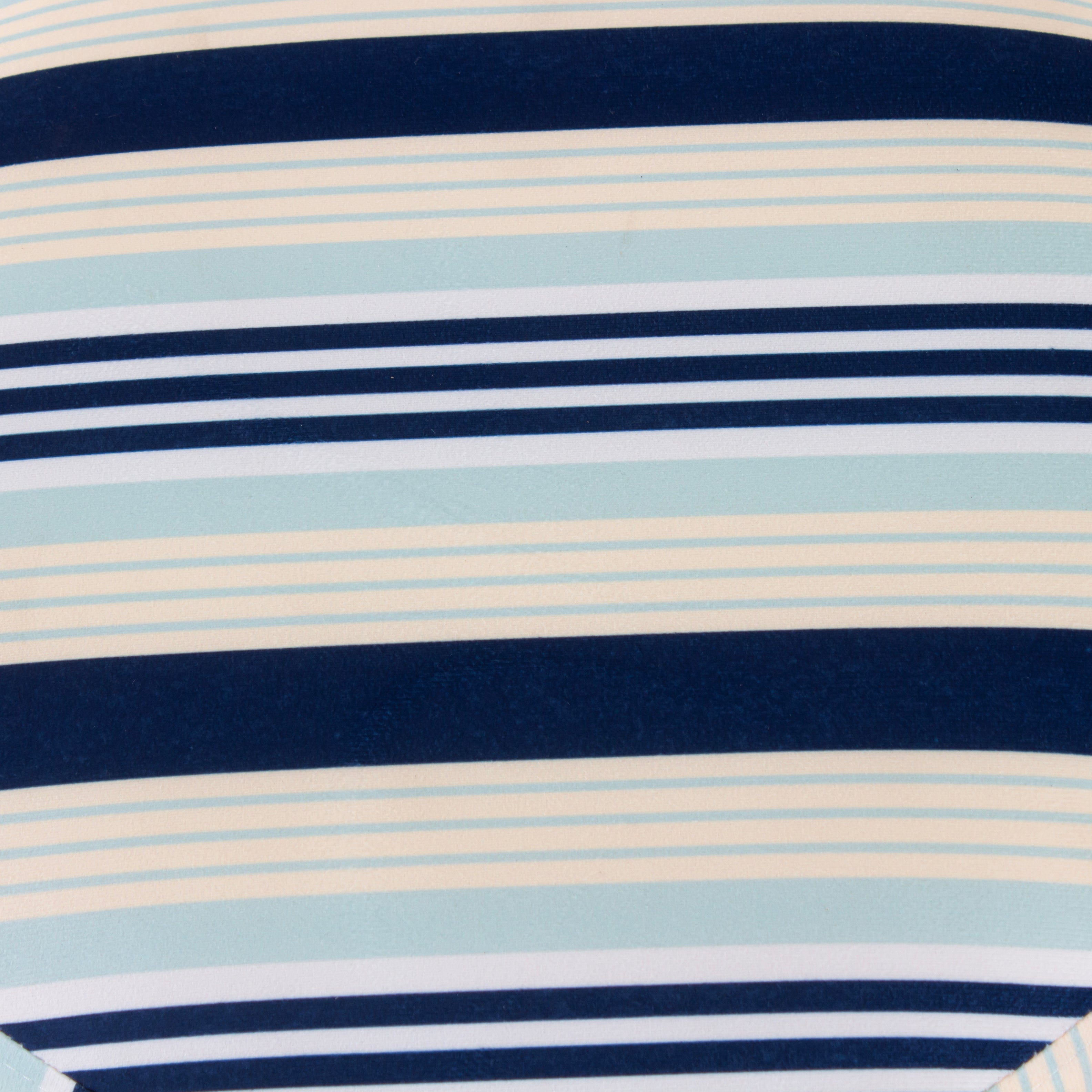 Stripes Printed Round Shape Pouf (12 Inch, Set of 2)