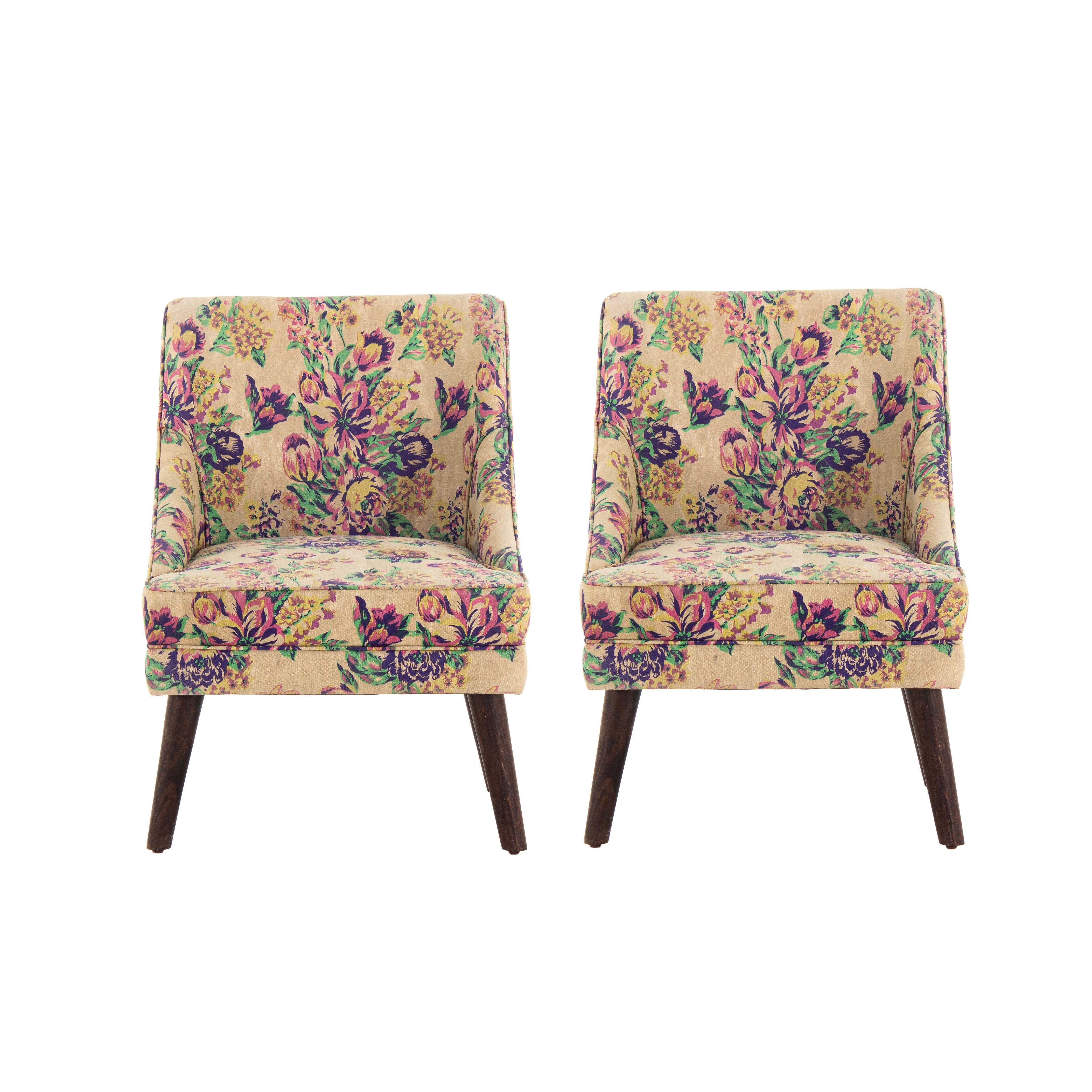 Peachtree Eleanor Chair Cotton Printed Fabric Yellow Color (Set Of 2)