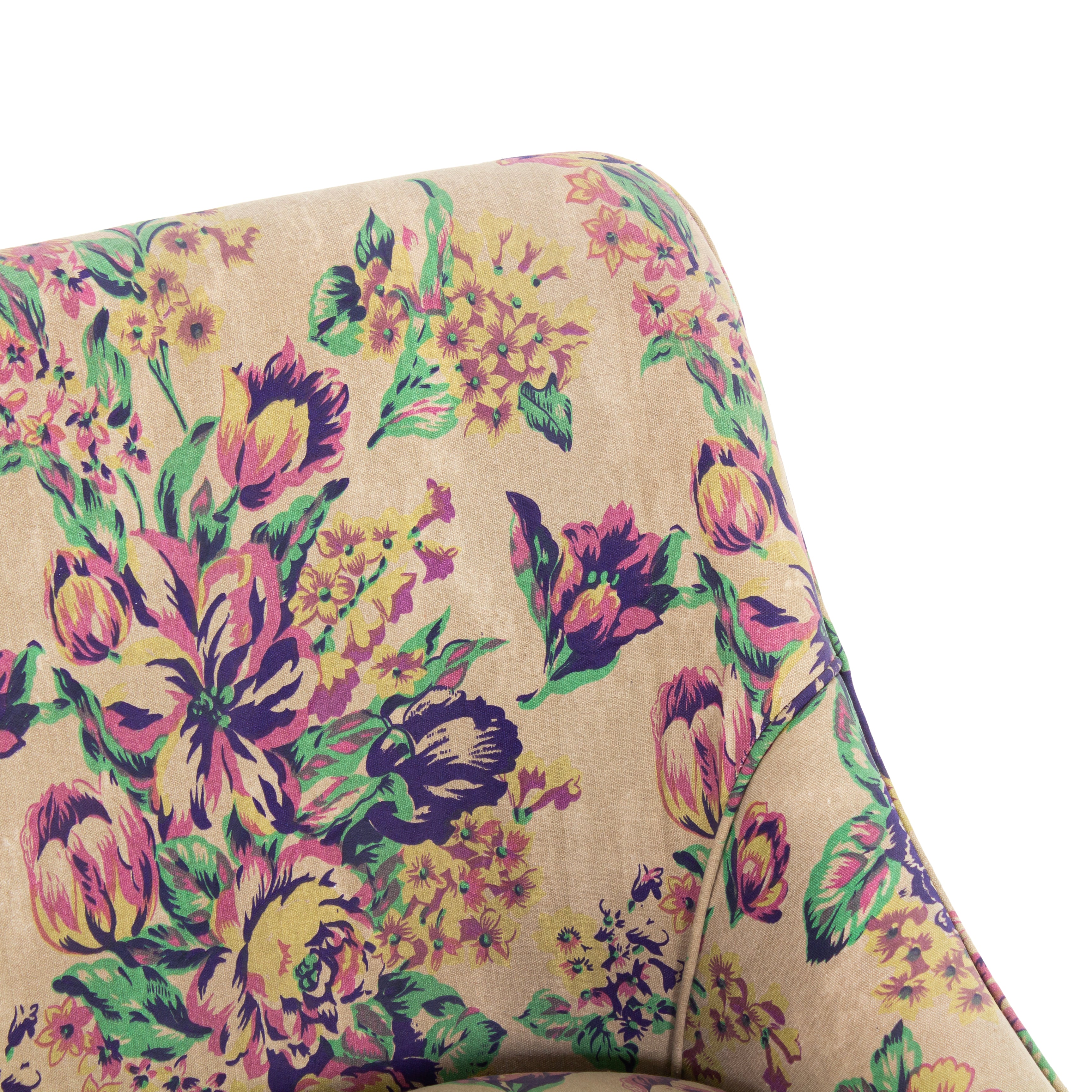 Peachtree Eleanor Chair Cotton Printed Fabric Yellow Color (Set Of 2)