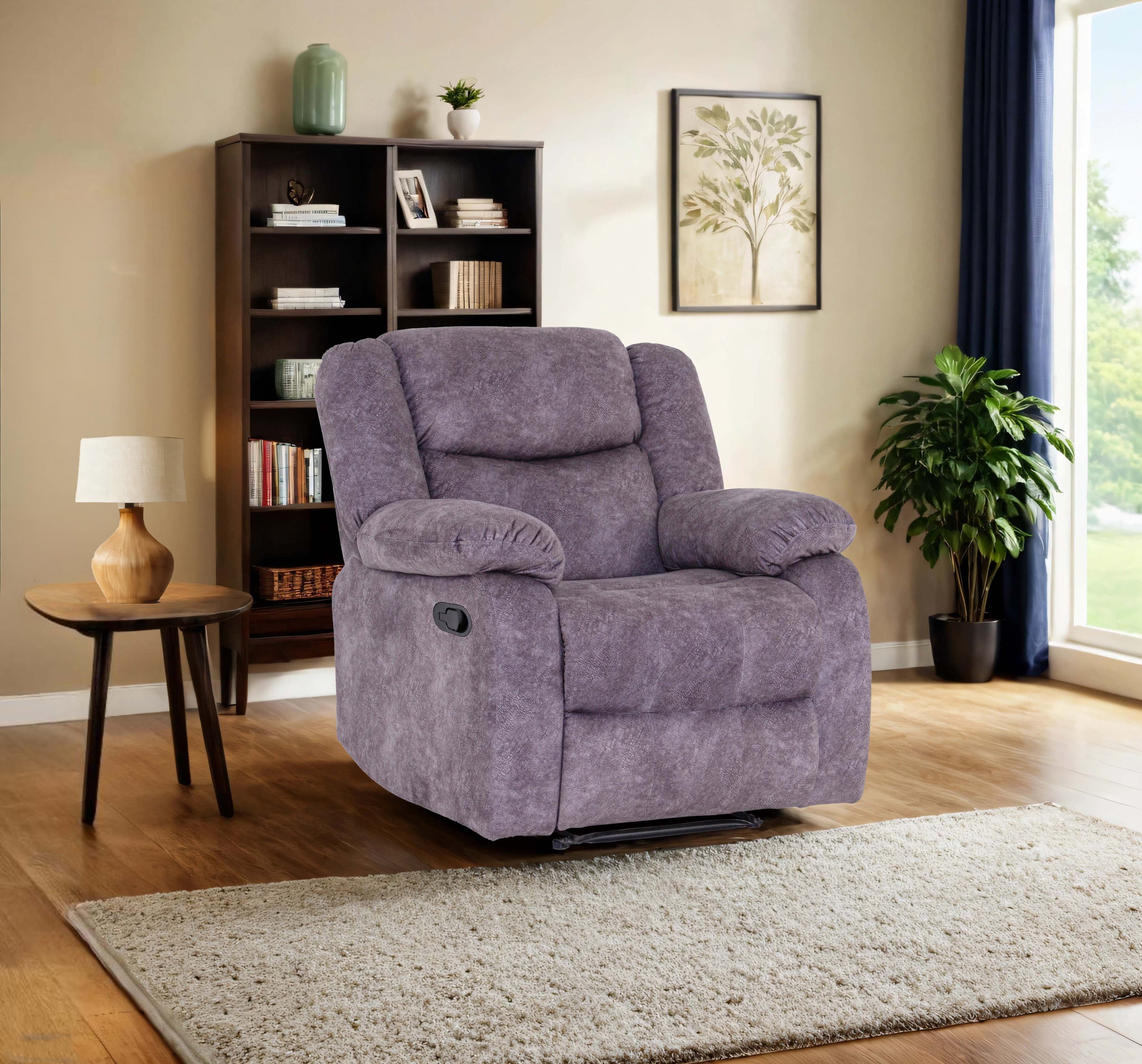 Costa Suede Recliner Sofa In Grey Colour