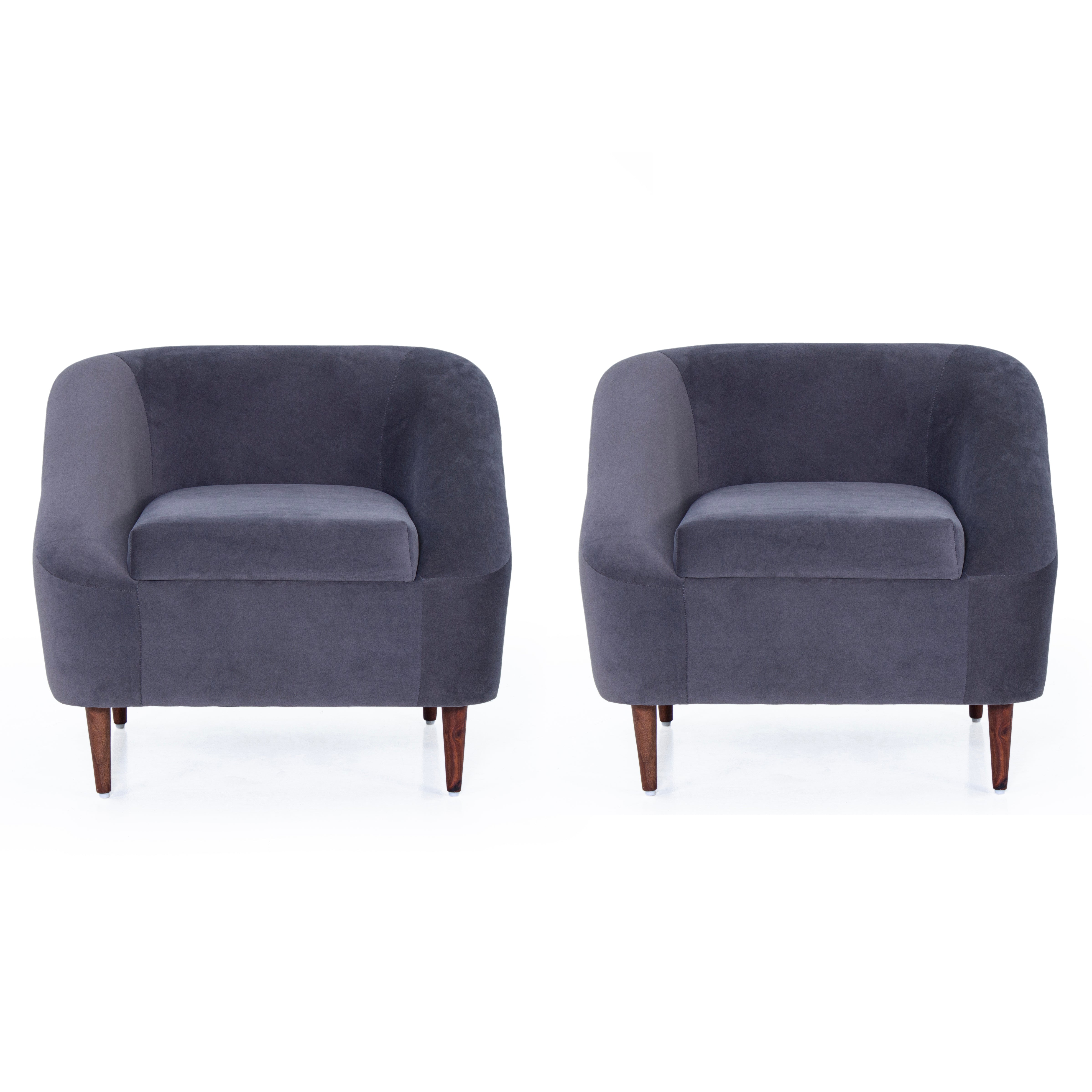 Jessica Velvet Chair With Arm In Grey Colour (Set Of 2)