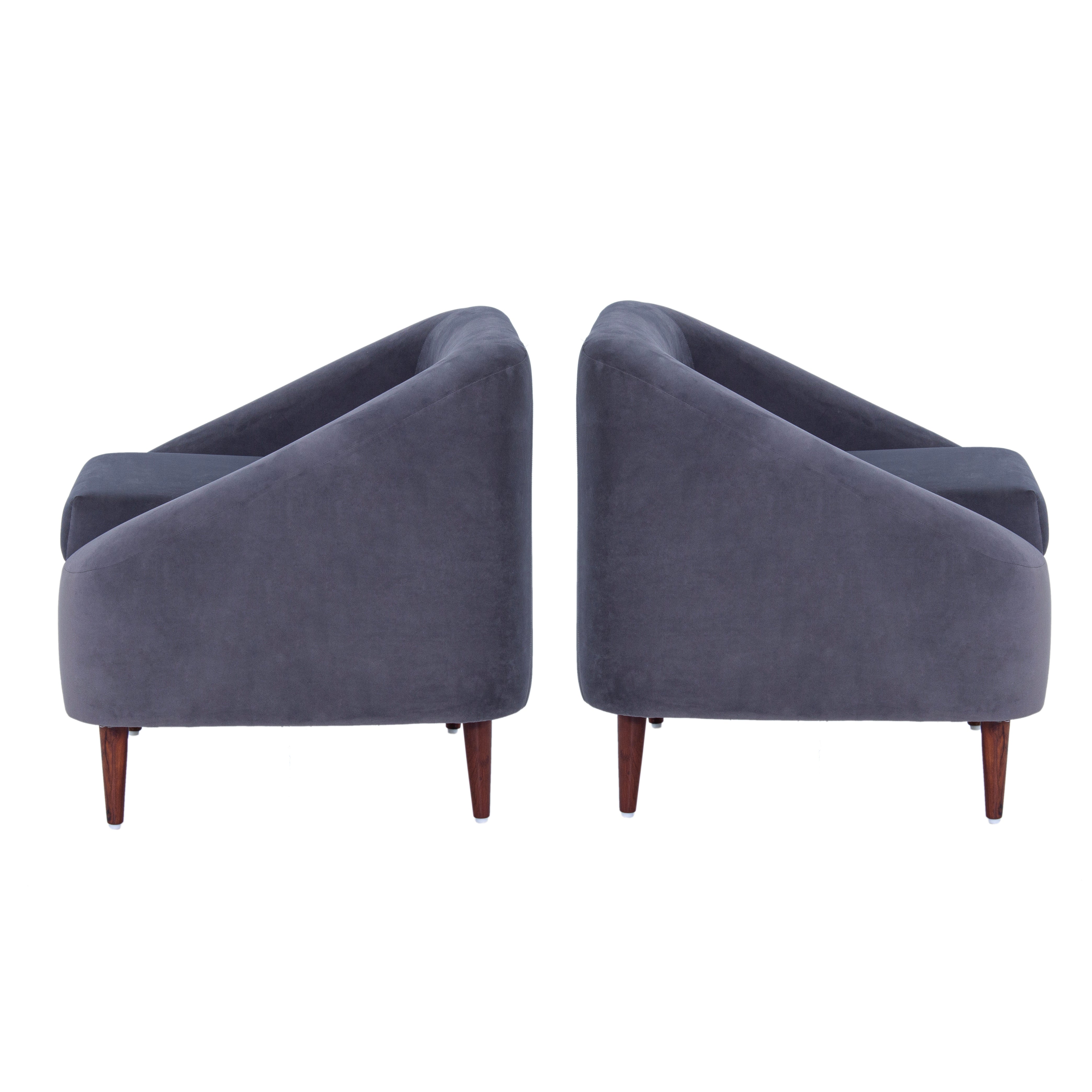 Jessica Velvet Chair With Arm In Grey Colour (Set Of 2)