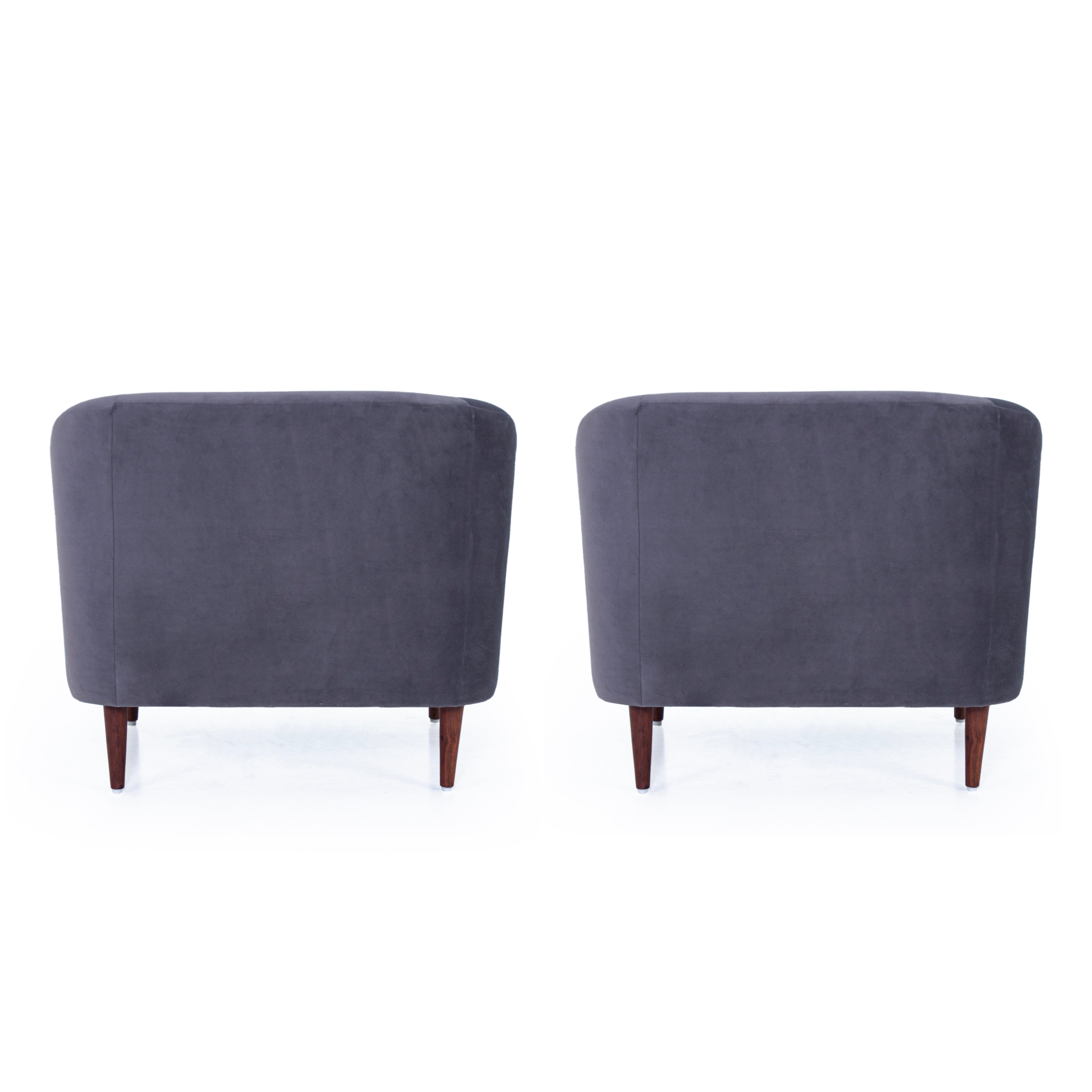 Jessica Velvet Chair With Arm In Grey Colour (Set Of 2)