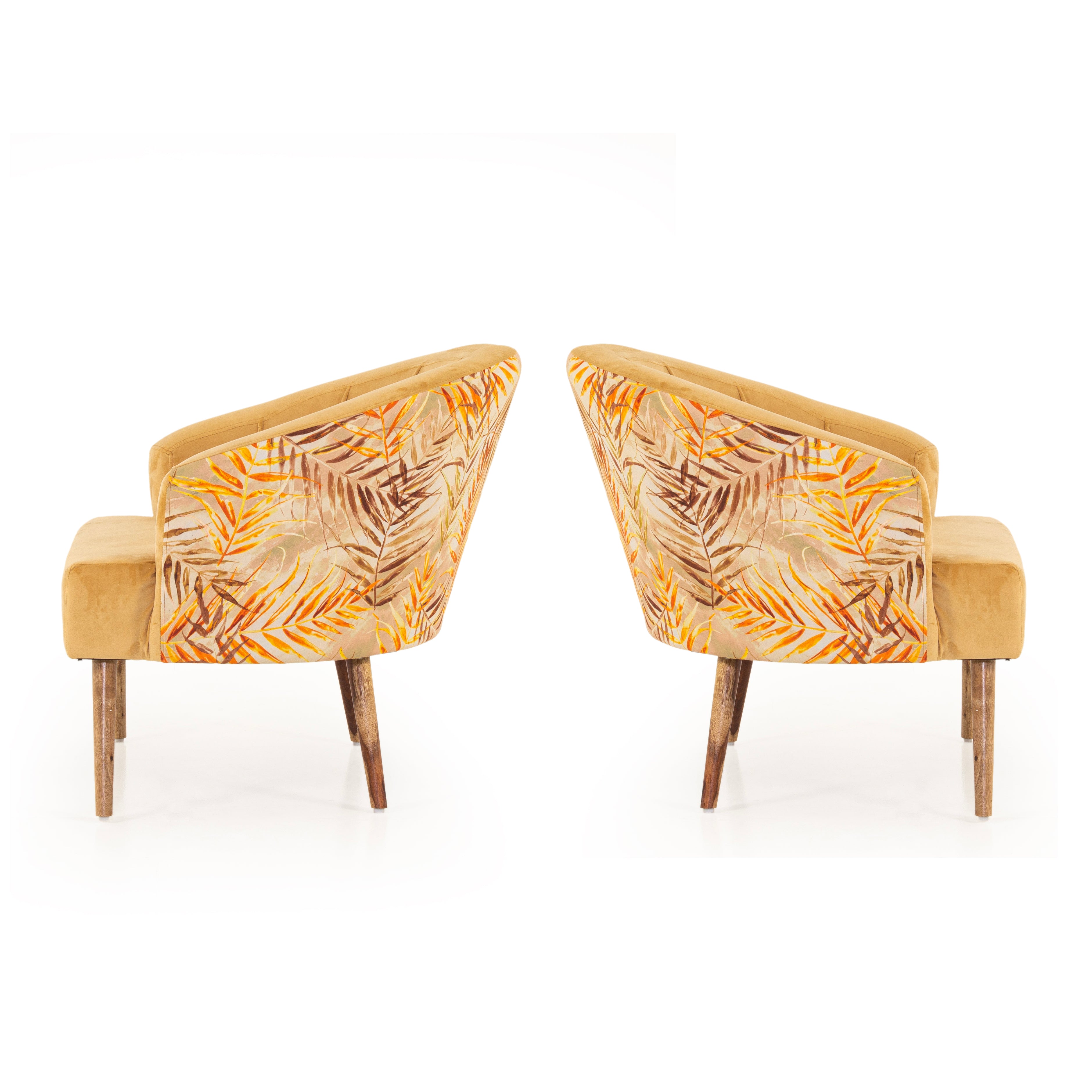 Nova Printed Velvet Chair With Arm For Living Room (Set Of 2)