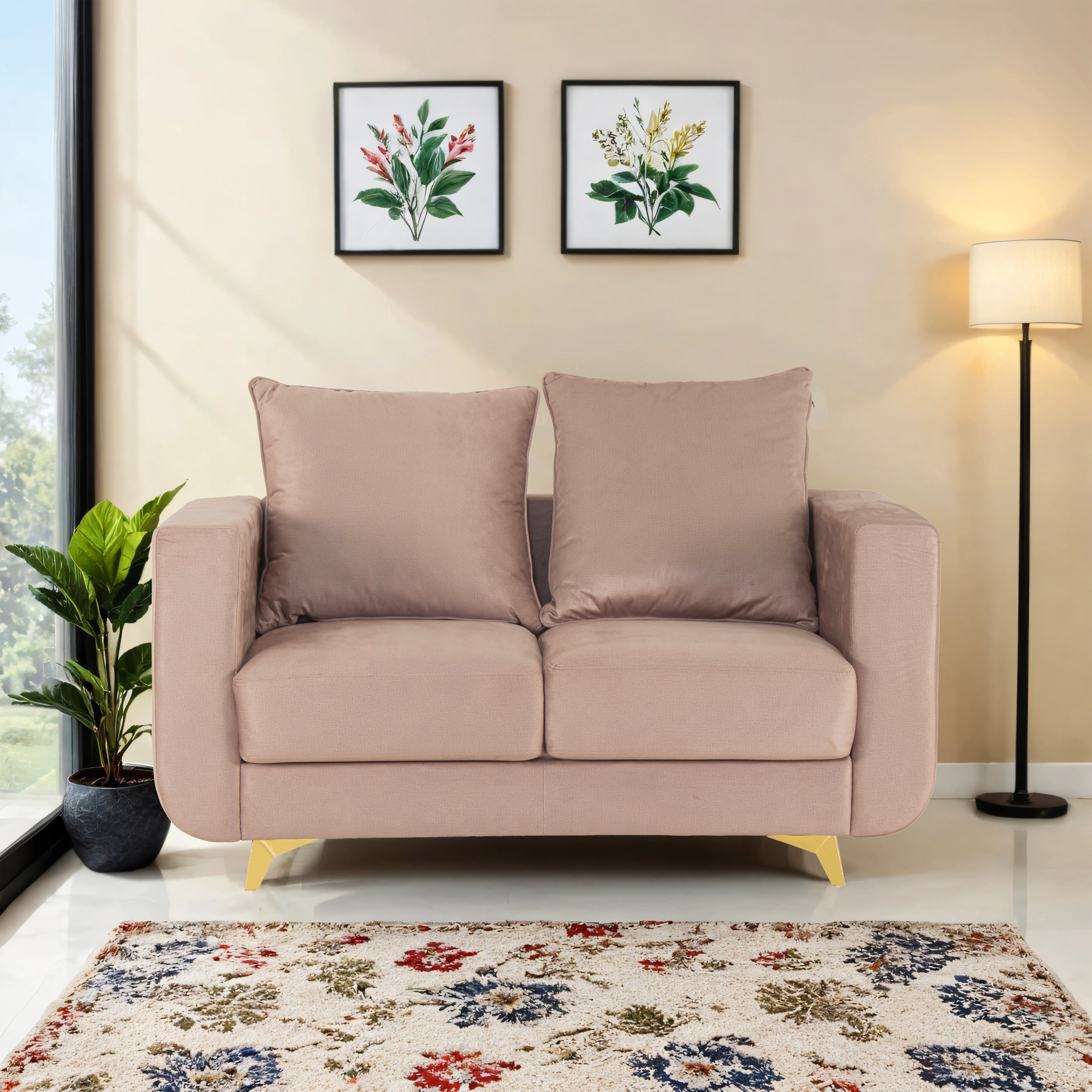 RIO 2-Seater Cotton Sofa In Light Brown Colour