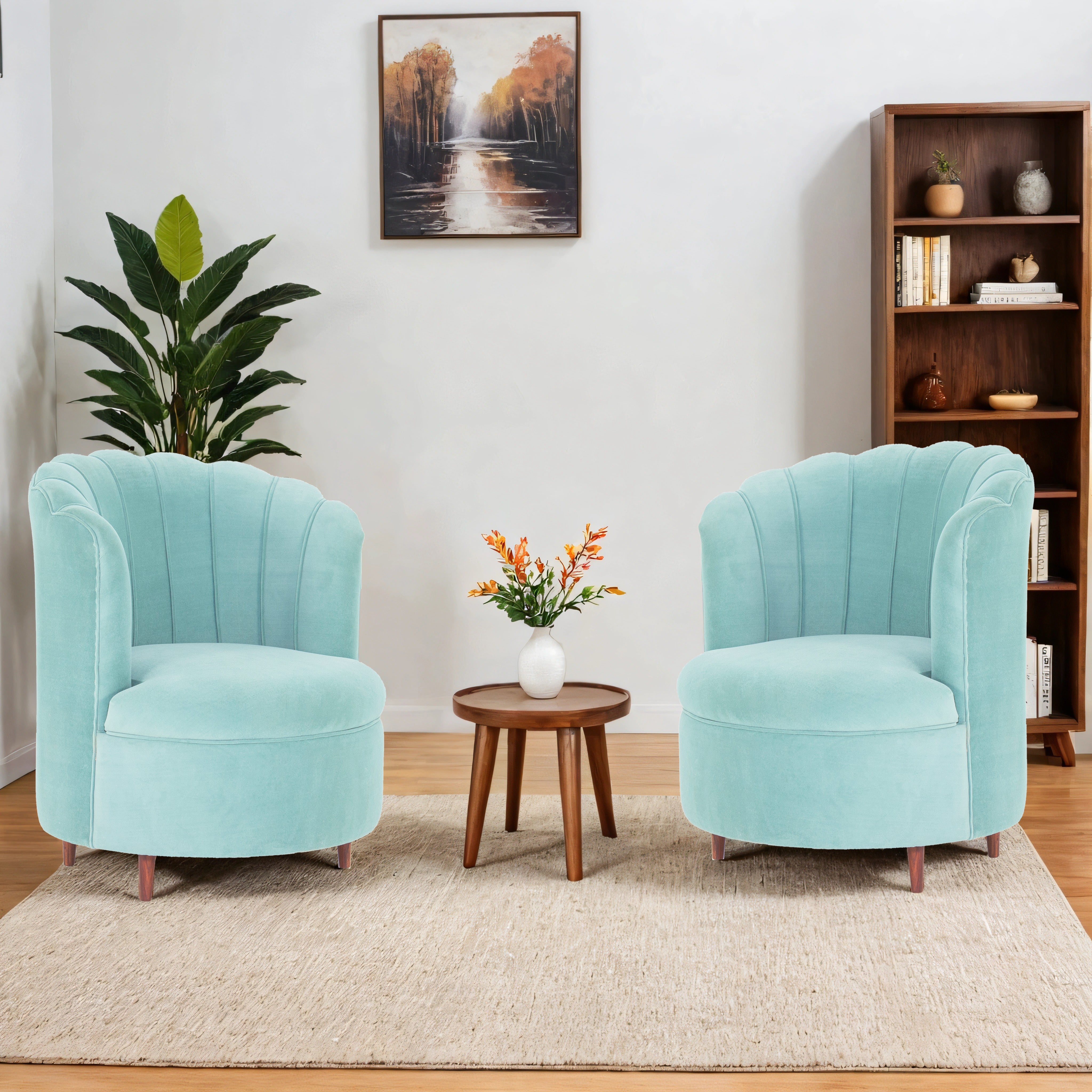 Rose Velvet Chair In Light Green Colour