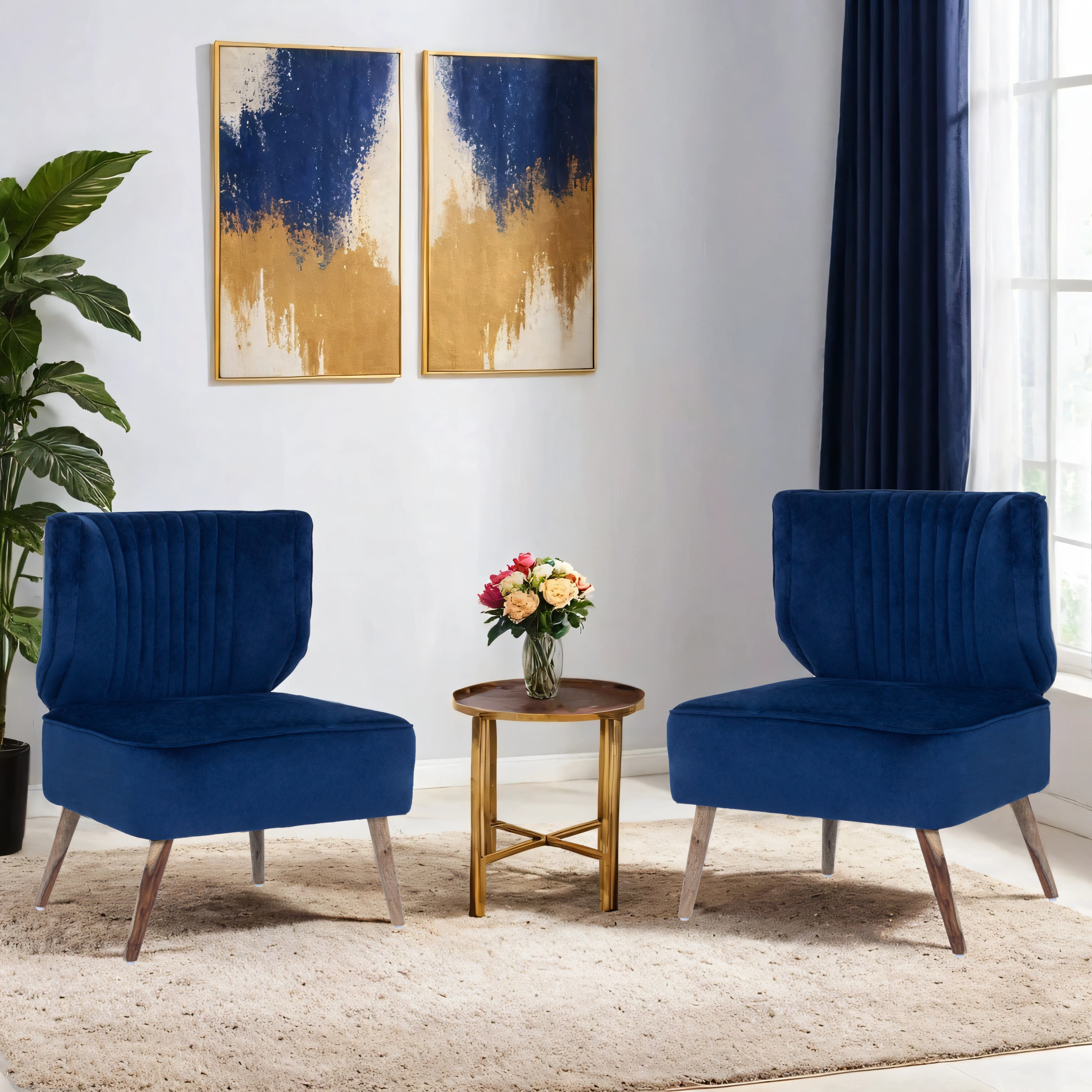 Gravity Velvet Chair For Living Room (Set Of 2)