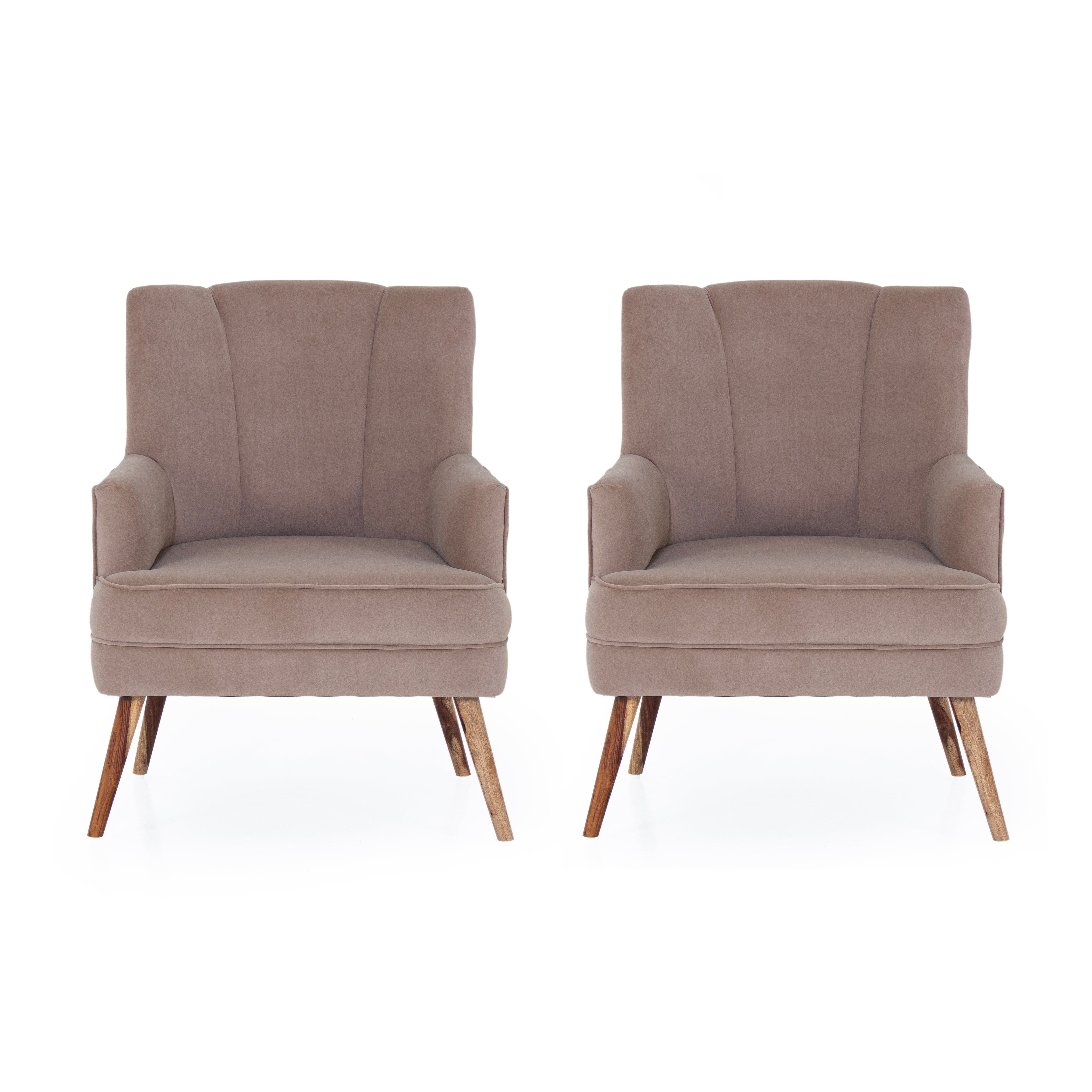 Rochllee Chair With Arm In Brown Colour (Set Of 2)